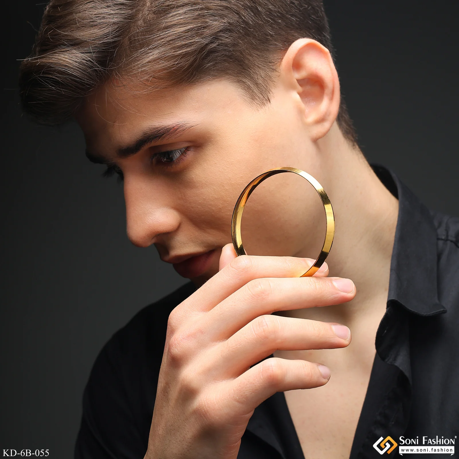 Casual Design Premium-Grade Quality Gold Plated Punjabi Kada for Men - Style B055 - Image 2