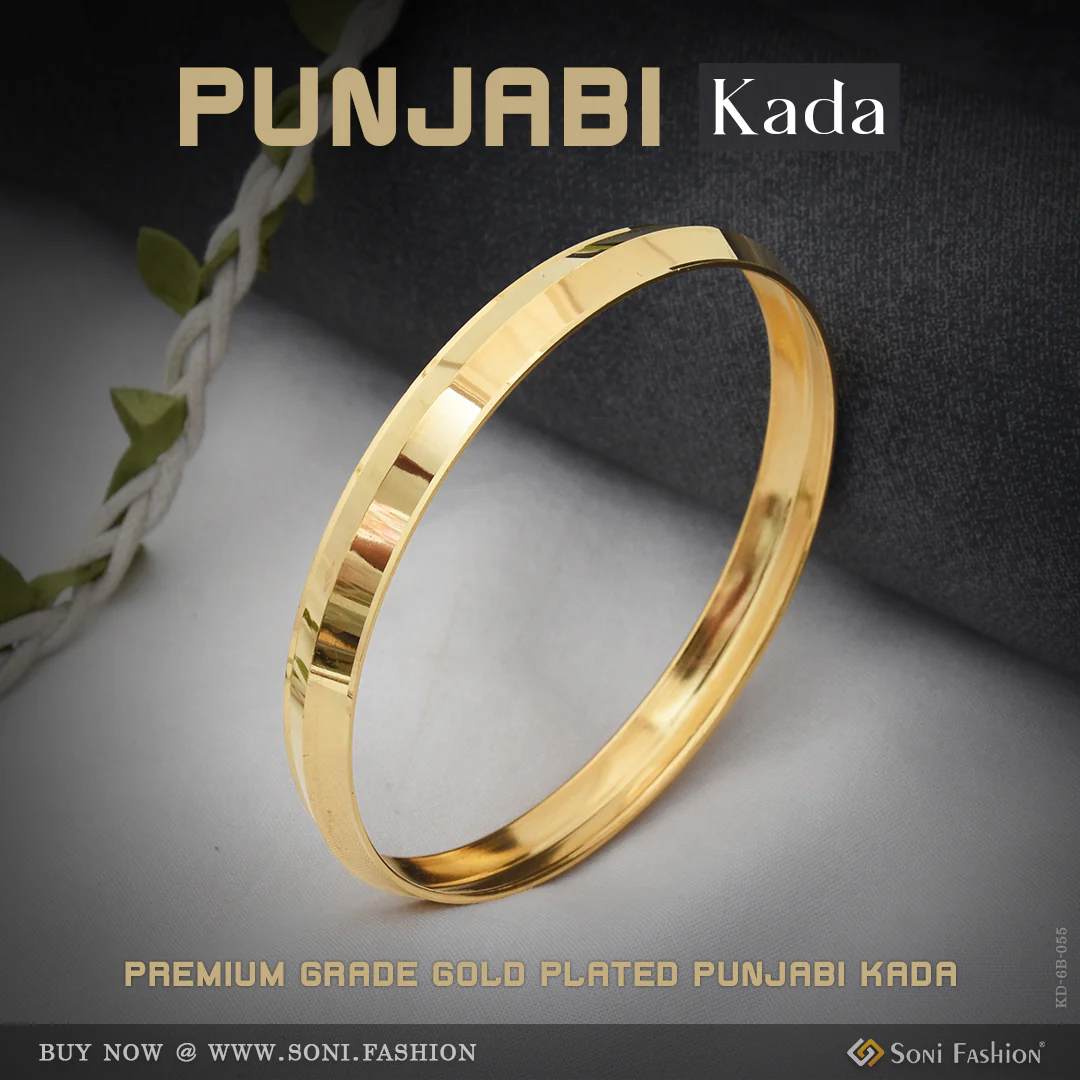 Casual Design Premium-Grade Quality Gold Plated Punjabi Kada for Men - Style B055 - Image 6