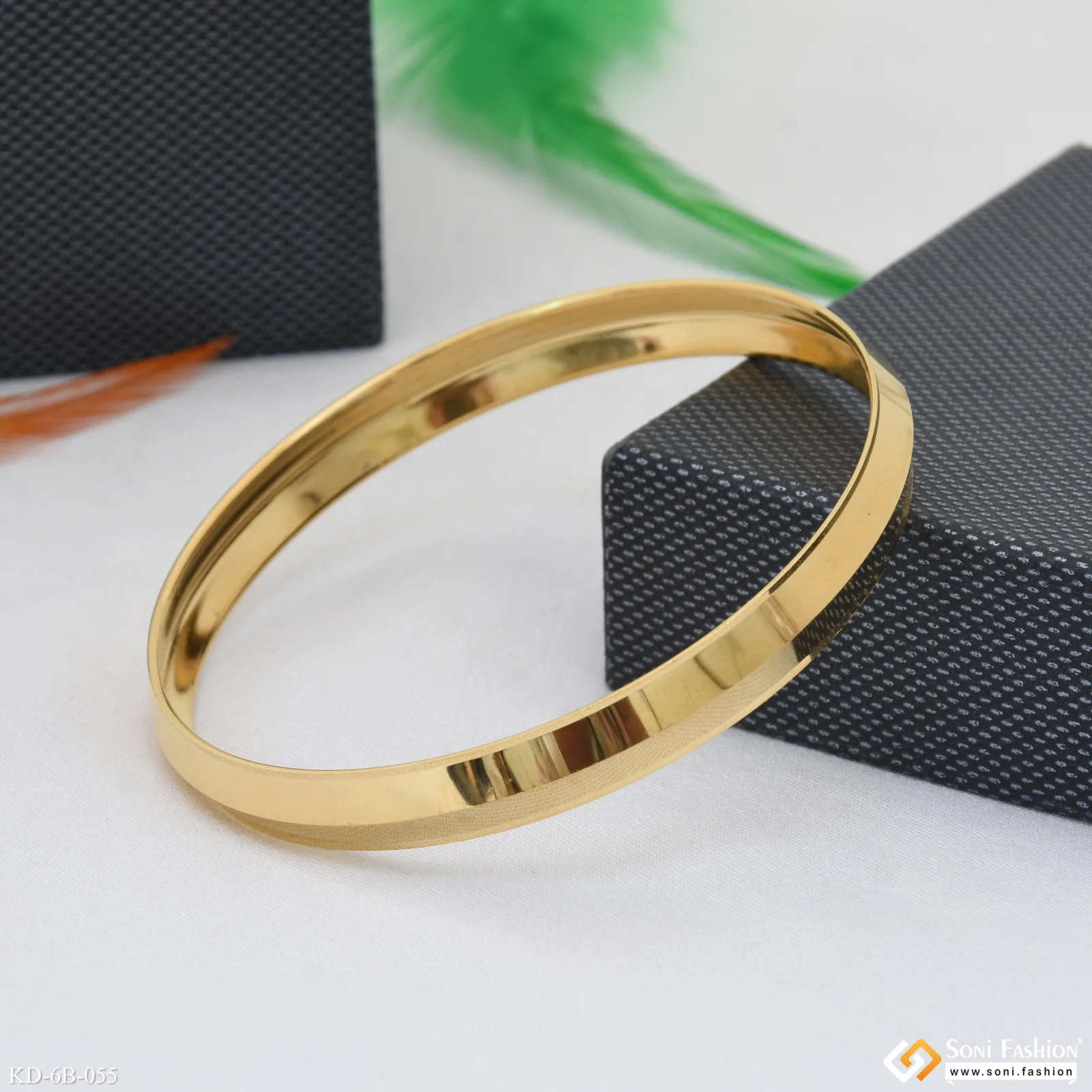Casual Design Premium-Grade Quality Gold Plated Punjabi Kada for Men - Style B055 - Image 9