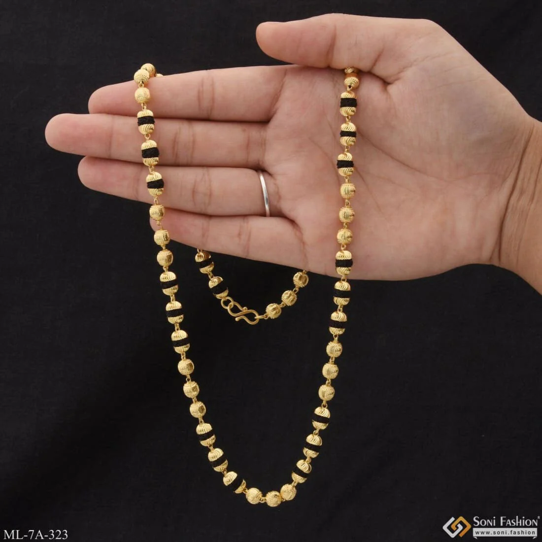 Casual Design Premium-grade Quality Gold Plated Rudraksha Mala For Men - Style A323 - Image 2
