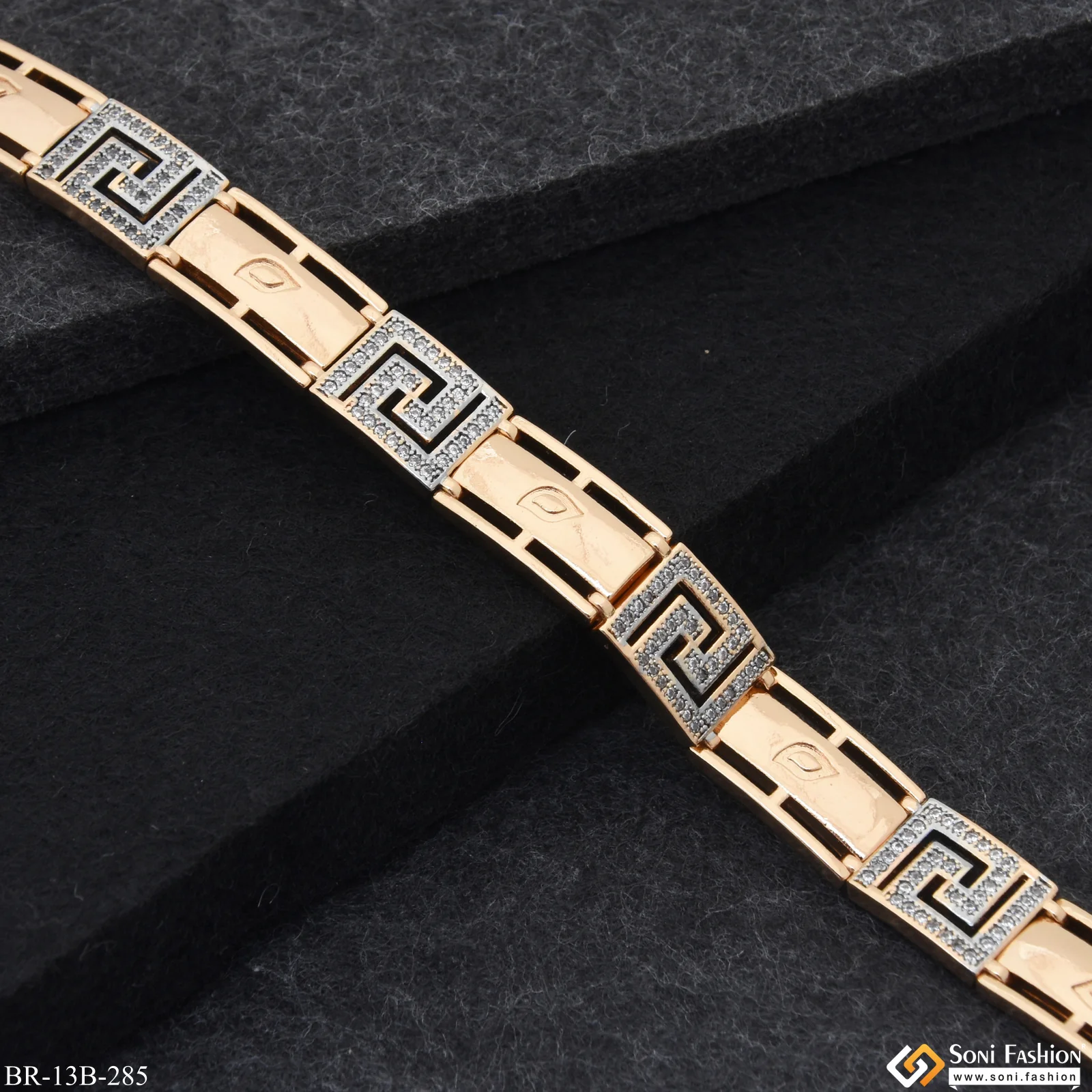 Casual Design Premium-Grade Quality Rose Gold Bracelet for Men - Style B285 - Image 3