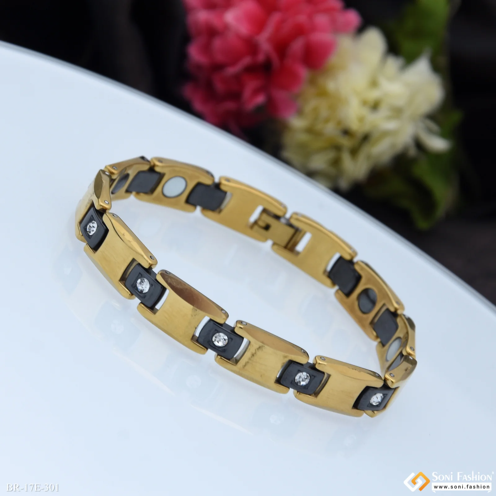 Ceramic Latest Design Golden & Black Color Bracelet for Men - Style E301 - Image 2