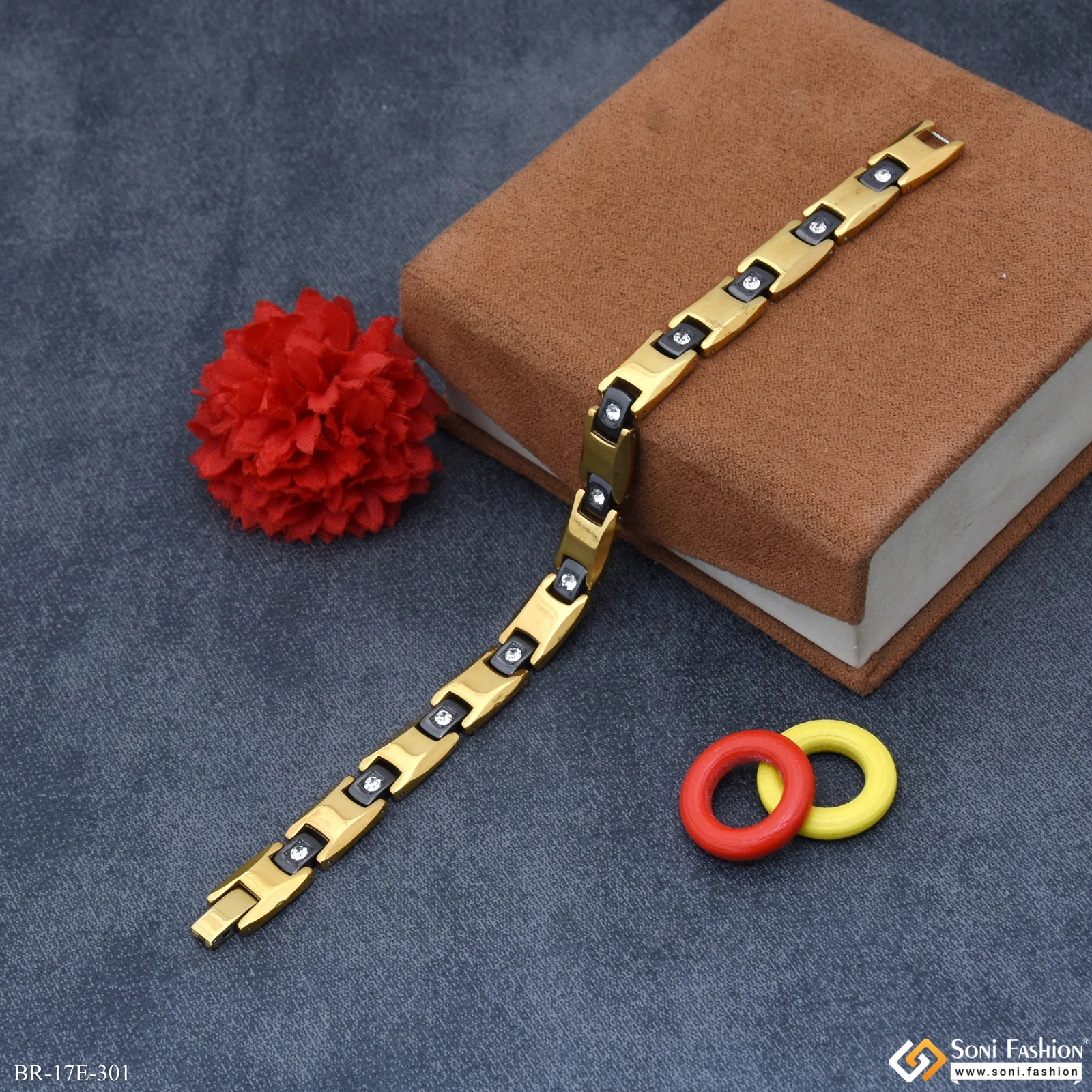 Ceramic Latest Design Golden & Black Color Bracelet for Men - Style E301 - Image 3