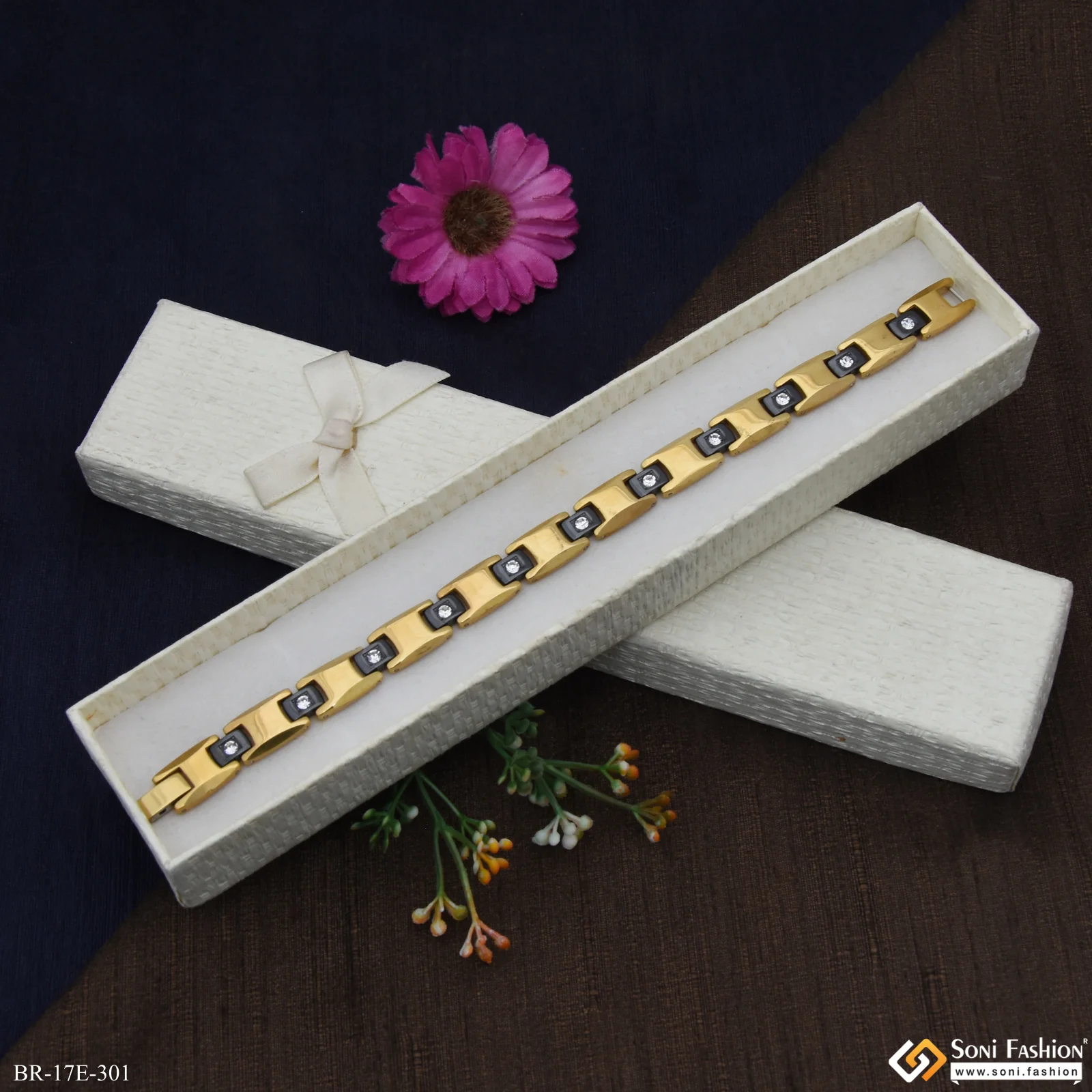 Ceramic Latest Design Golden & Black Color Bracelet for Men - Style E301 - Image 5
