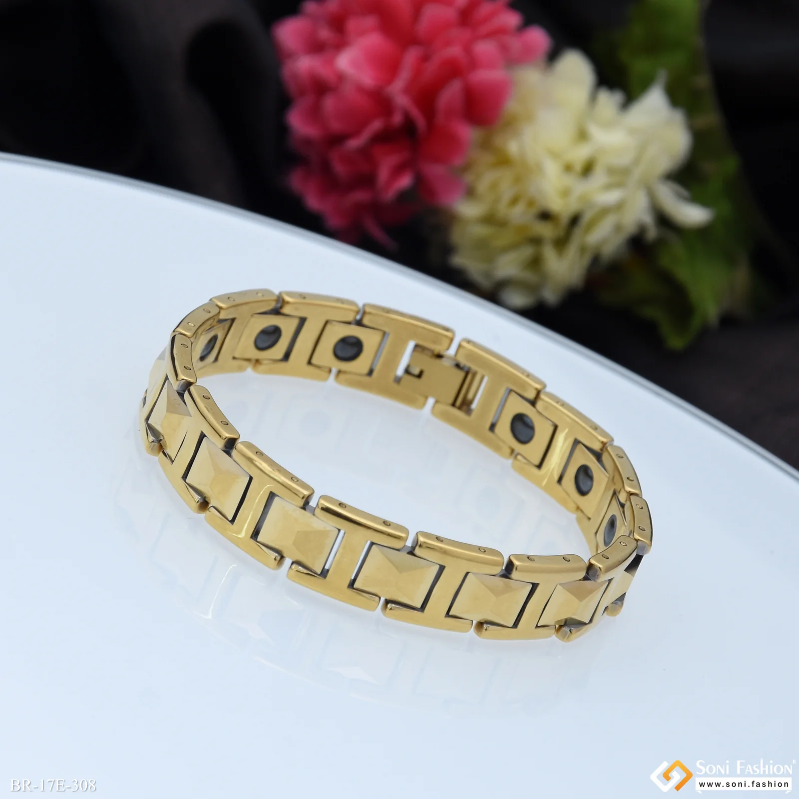 Ceramic Latest Design Golden Color Bracelet for Men - Style E308 - Image 2
