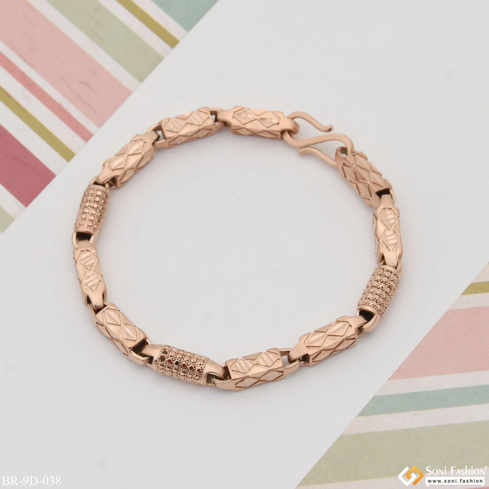 Charming Design Amazing Design Rose Gold Color Bracelet for Men - Style D038 - Image 2
