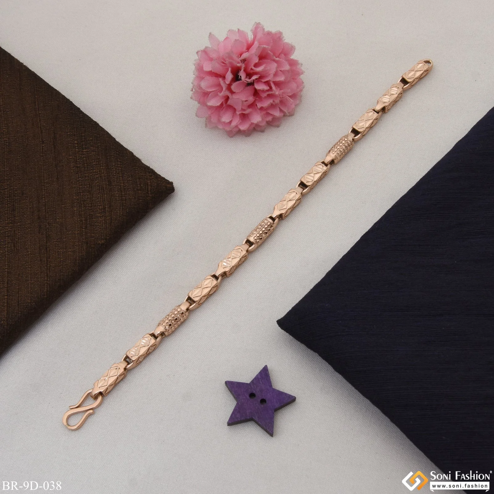 Charming Design Amazing Design Rose Gold Color Bracelet for Men - Style D038 - Image 5