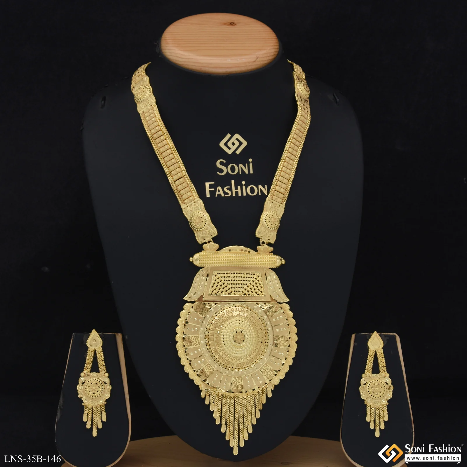 Charming Design Gold Plated Rani Haar Necklace Set for Women - Style B146