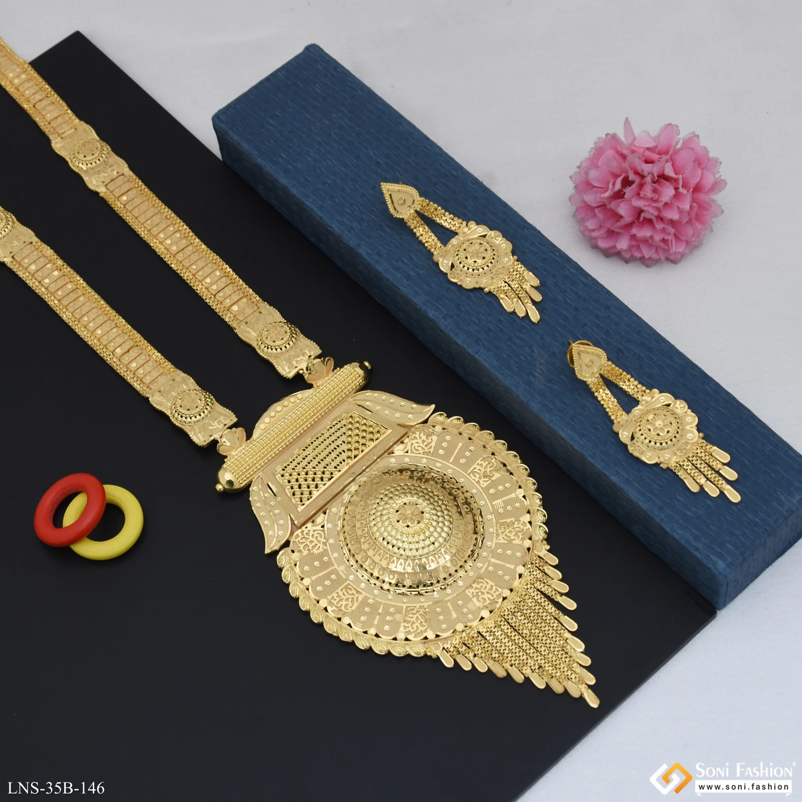 Charming Design Gold Plated Rani Haar Necklace Set for Women - Style B146 - Image 4