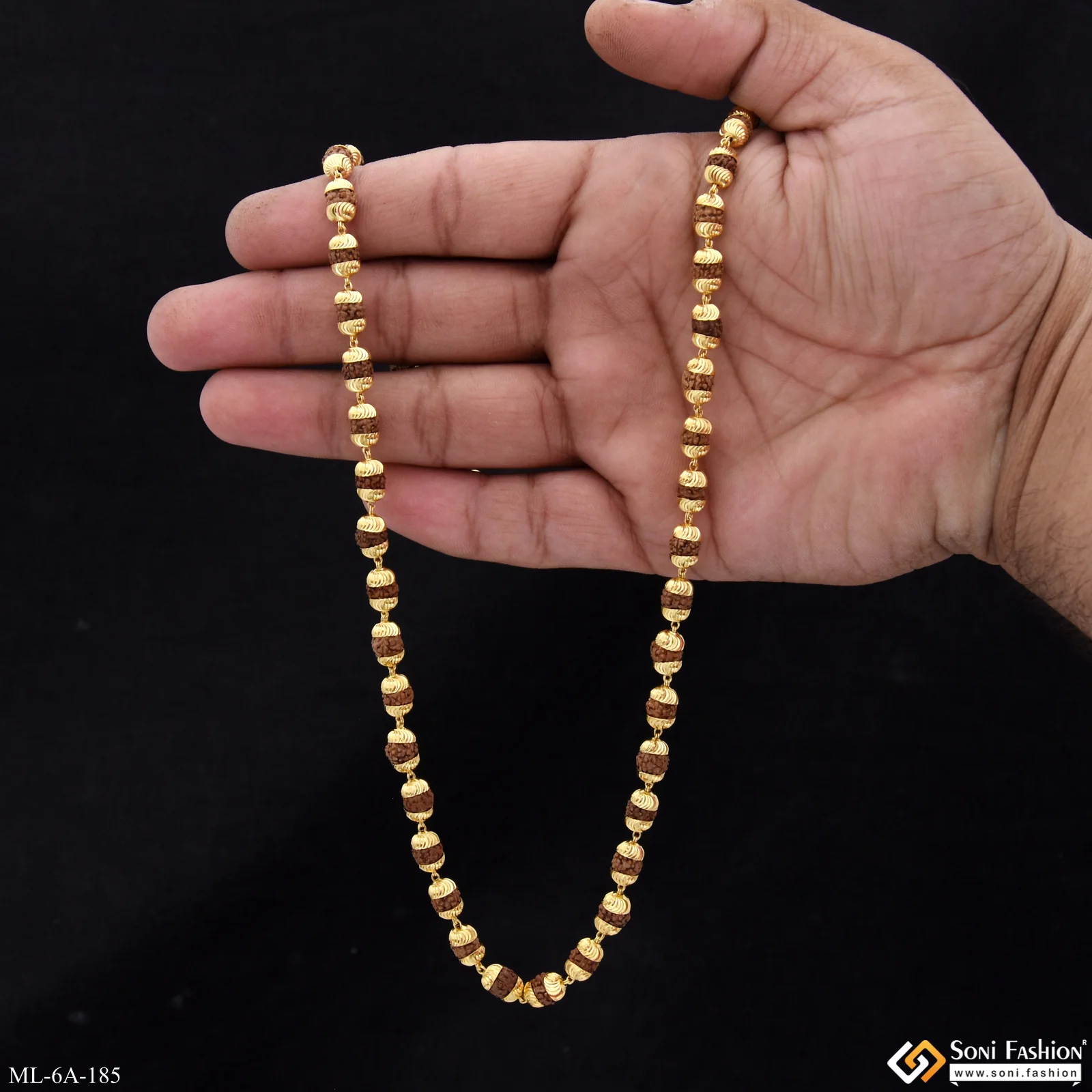 Charming Design Gold Plated Rudraksha Mala for Men - Style A185 - Image 6