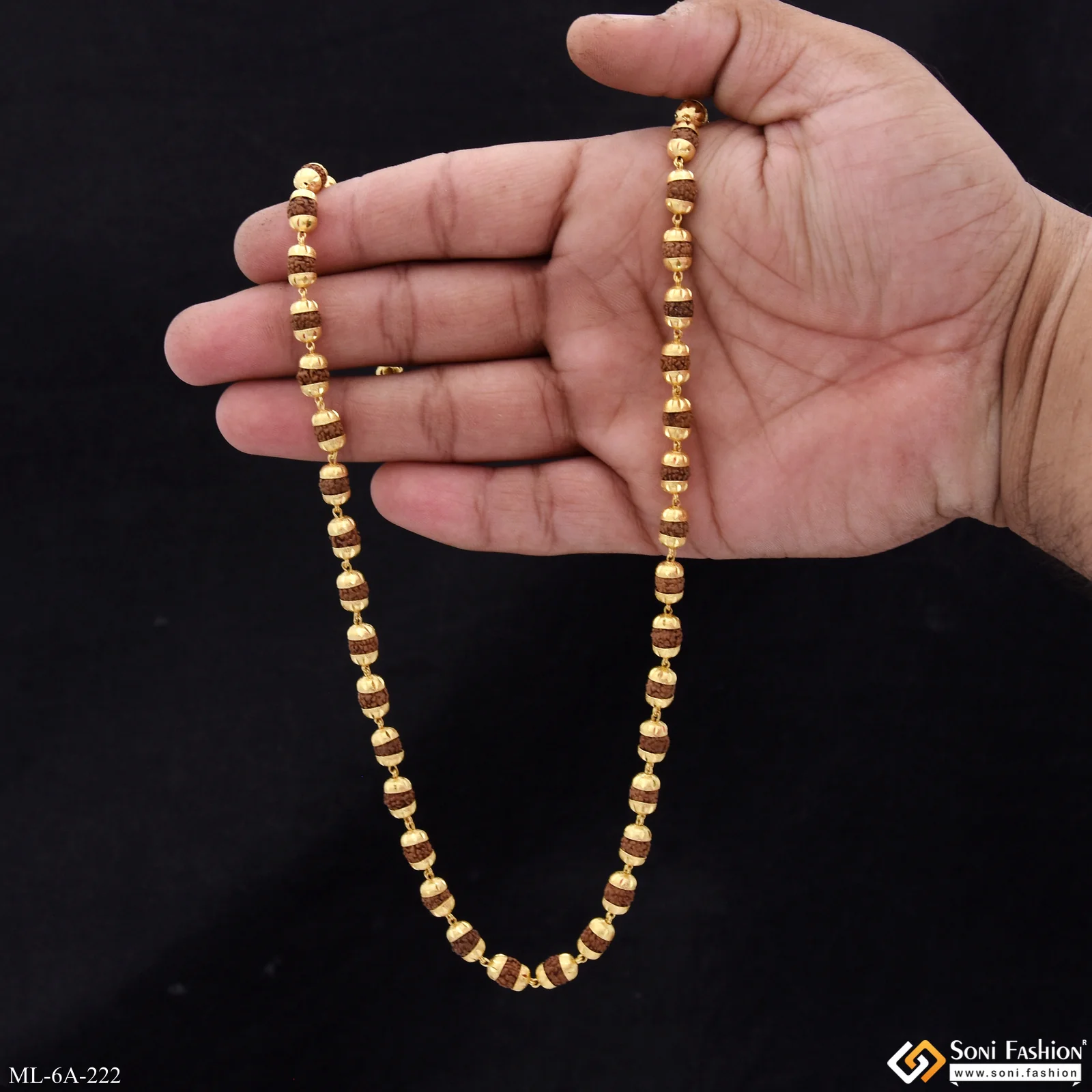 Charming Design Gold Plated Rudraksha Mala for Men - Style A222 - Image 6