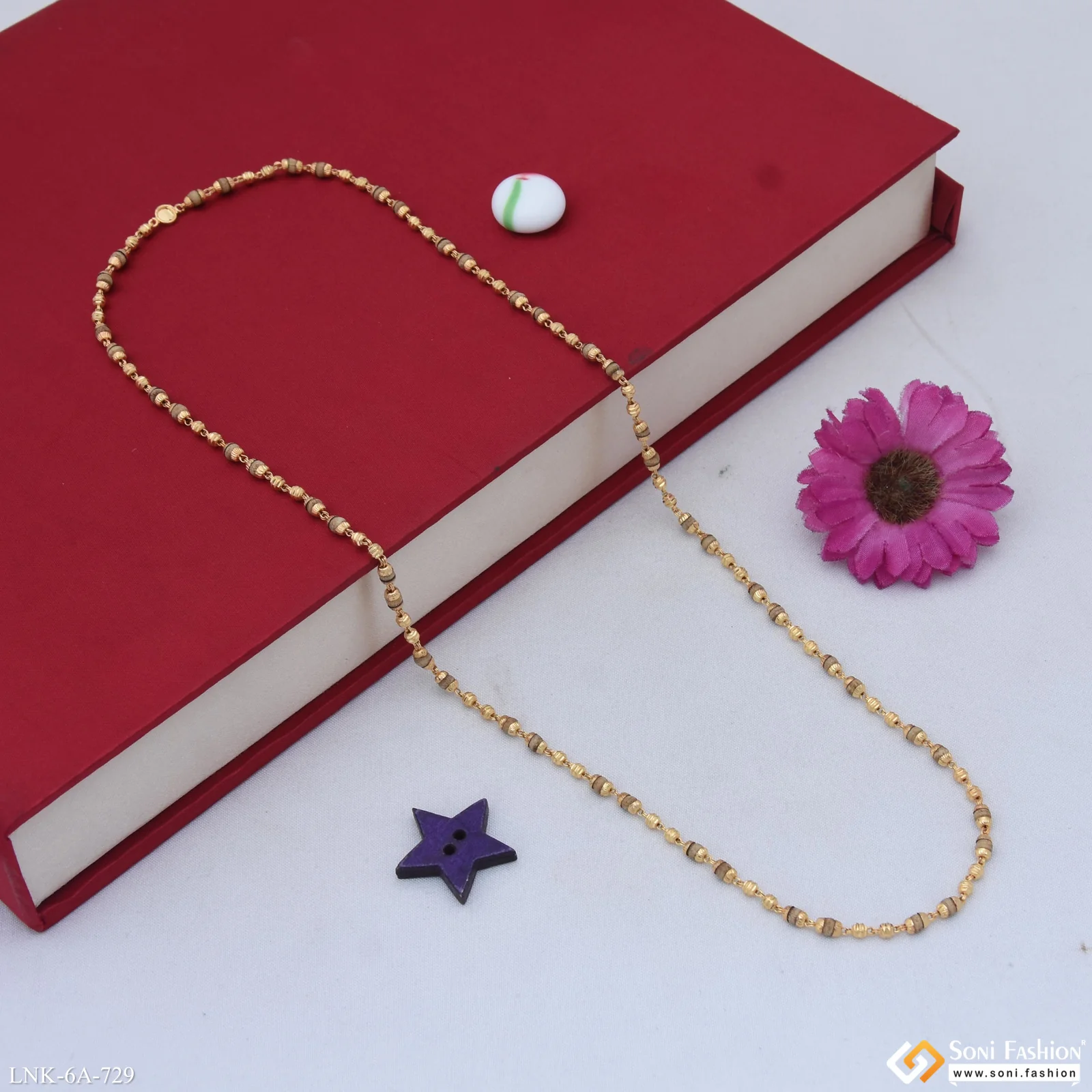 Charming Design Gold Plated Tulsi Mala for Women - Style A729 - Image 4