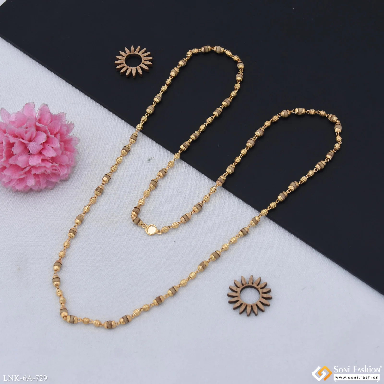 Charming Design Gold Plated Tulsi Mala for Women - Style A729 - Image 5