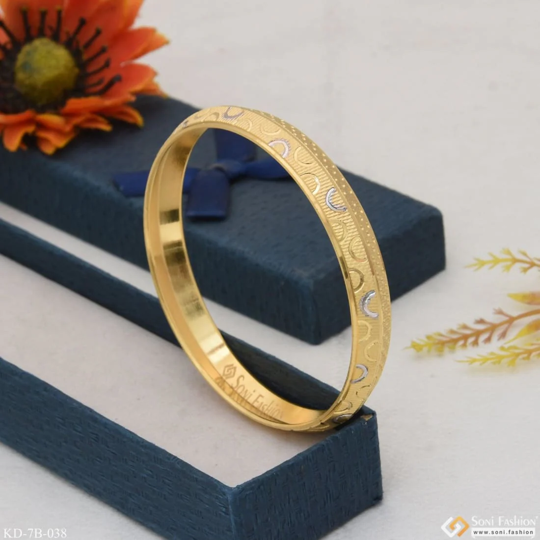 Charming Design Premium-grade Quality Gold Plated Punjabi Kada For Men - Style B038 - Image 6