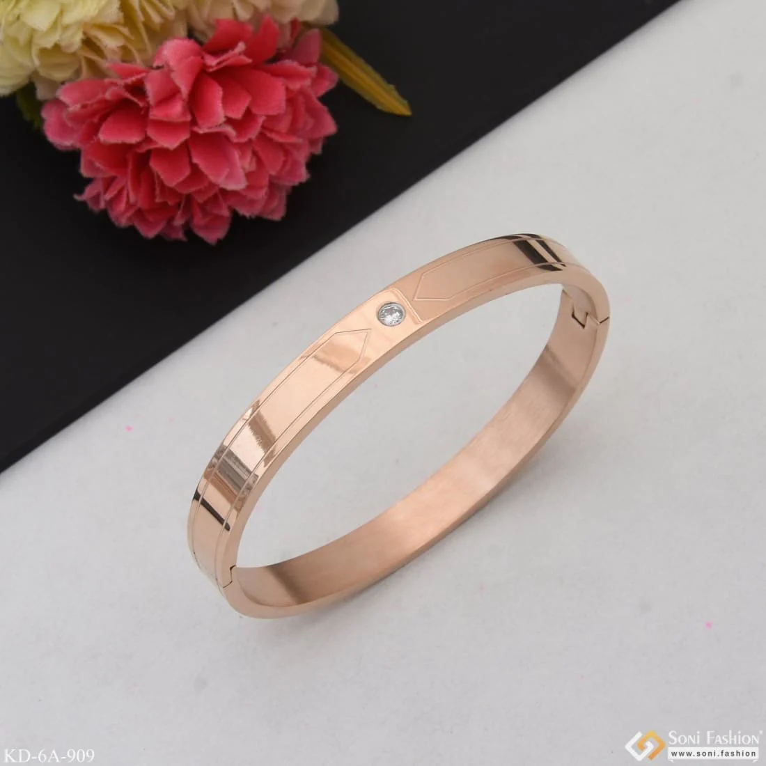Charming Design Premium-grade Quality Rose Gold Kada For Men - Style A909 - Image 3