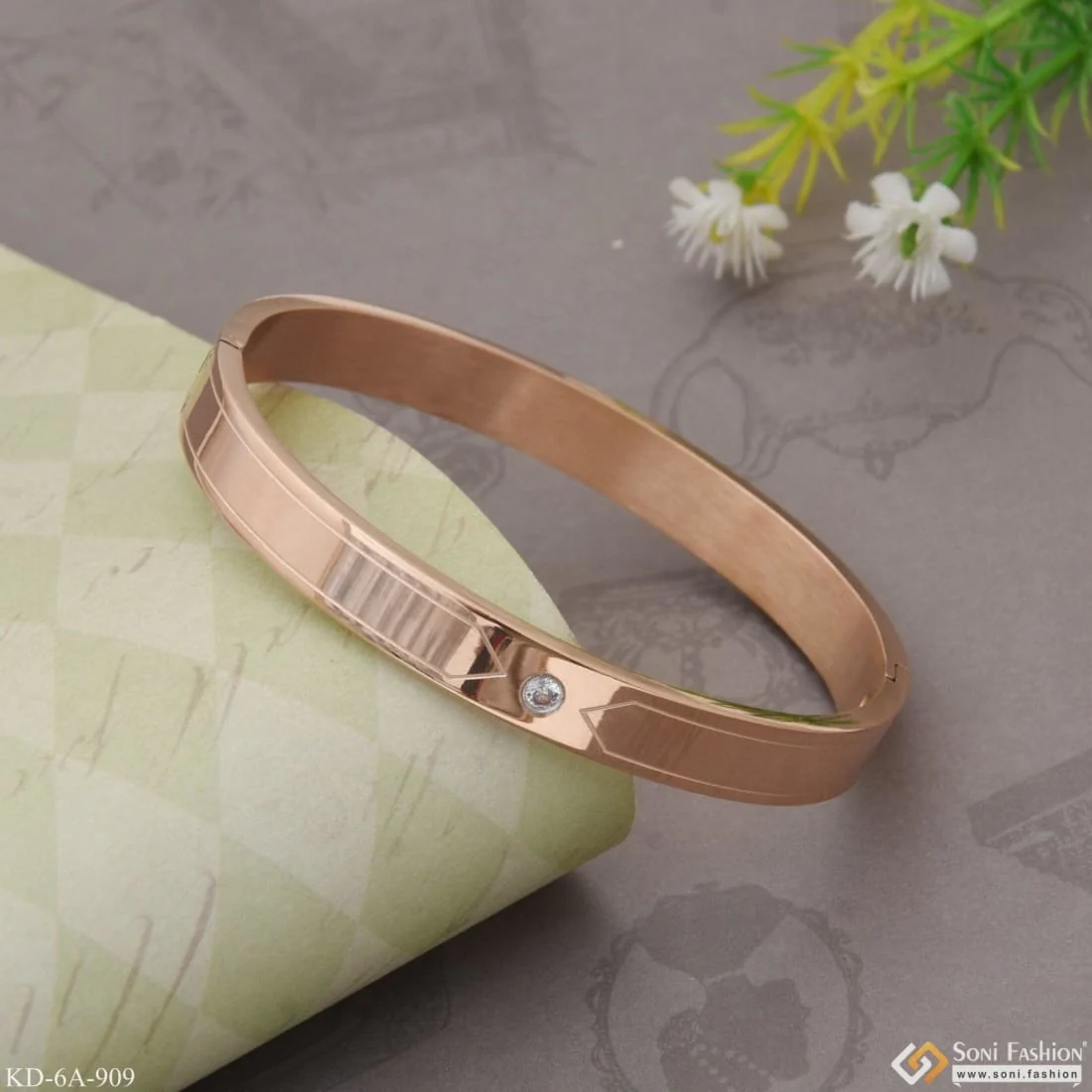 Charming Design Premium-grade Quality Rose Gold Kada For Men - Style A909 - Image 5
