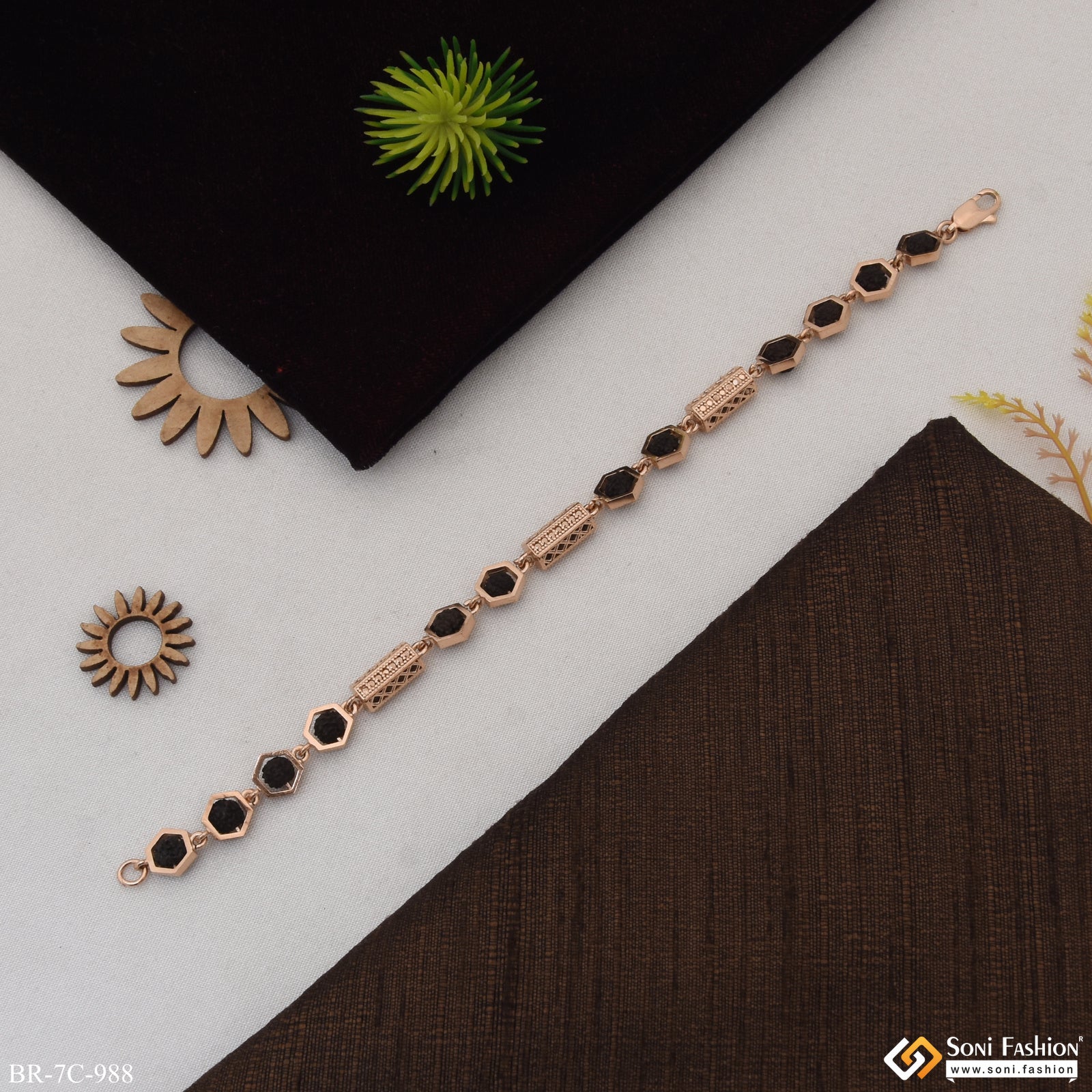 Charming Design Premium-Grade Quality Rose Gold Rudraksha Bracelet - Style C988 - Image 4