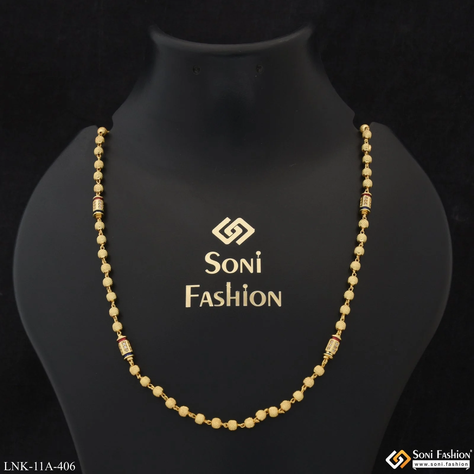 Charming Design with Diamond Cool Design Gold Plated Mala for Women - Style A406 - Image 2