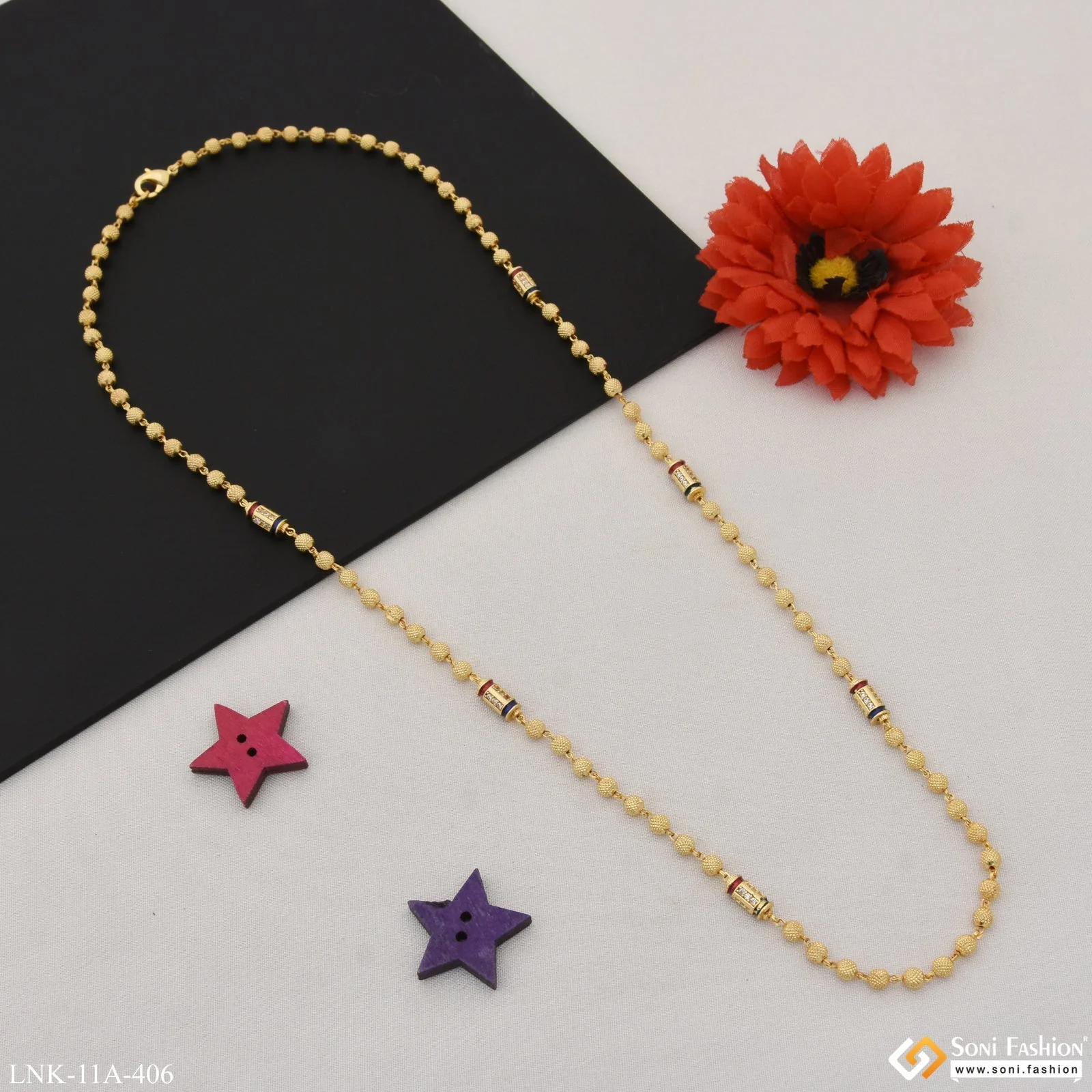 Charming Design with Diamond Cool Design Gold Plated Mala for Women - Style A406 - Image 3