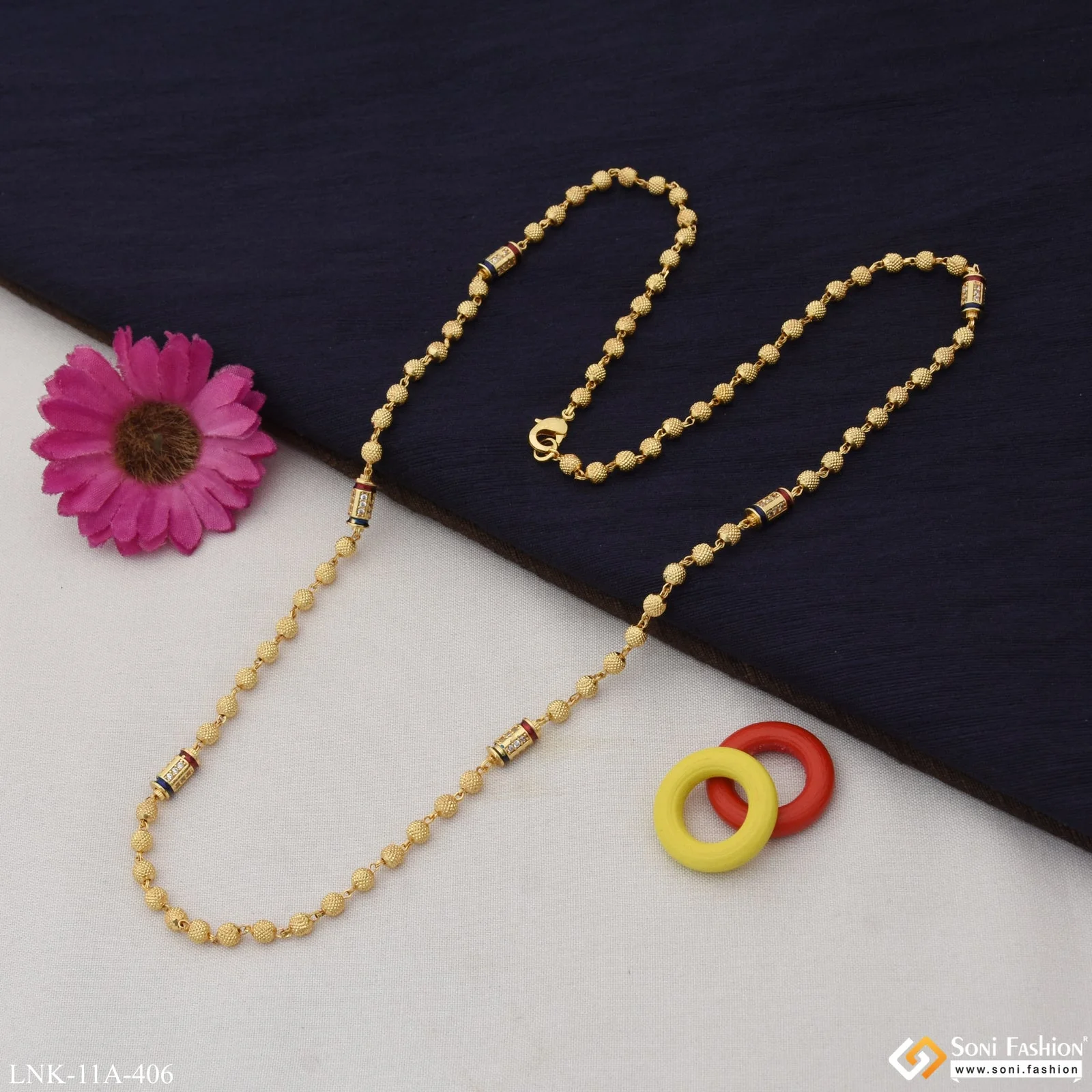 Charming Design with Diamond Cool Design Gold Plated Mala for Women - Style A406 - Image 5