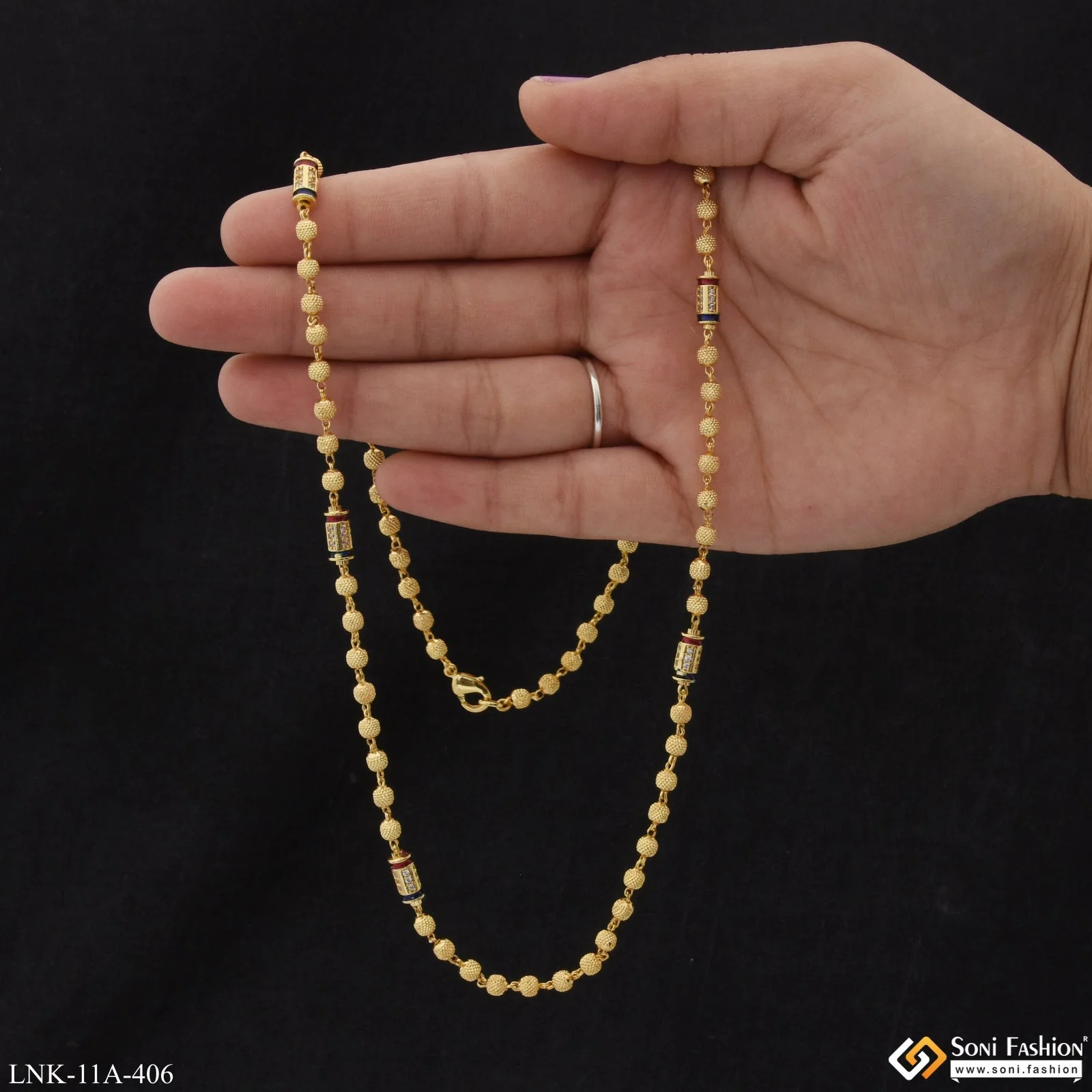 Charming Design with Diamond Cool Design Gold Plated Mala for Women - Style A406 - Image 6