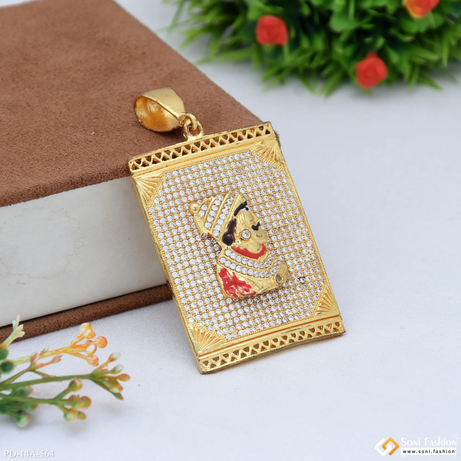 Chatrapati Shivaji Maharaj In Diamond Gold Plated Attractive Pendant - Style A564 - Image 3