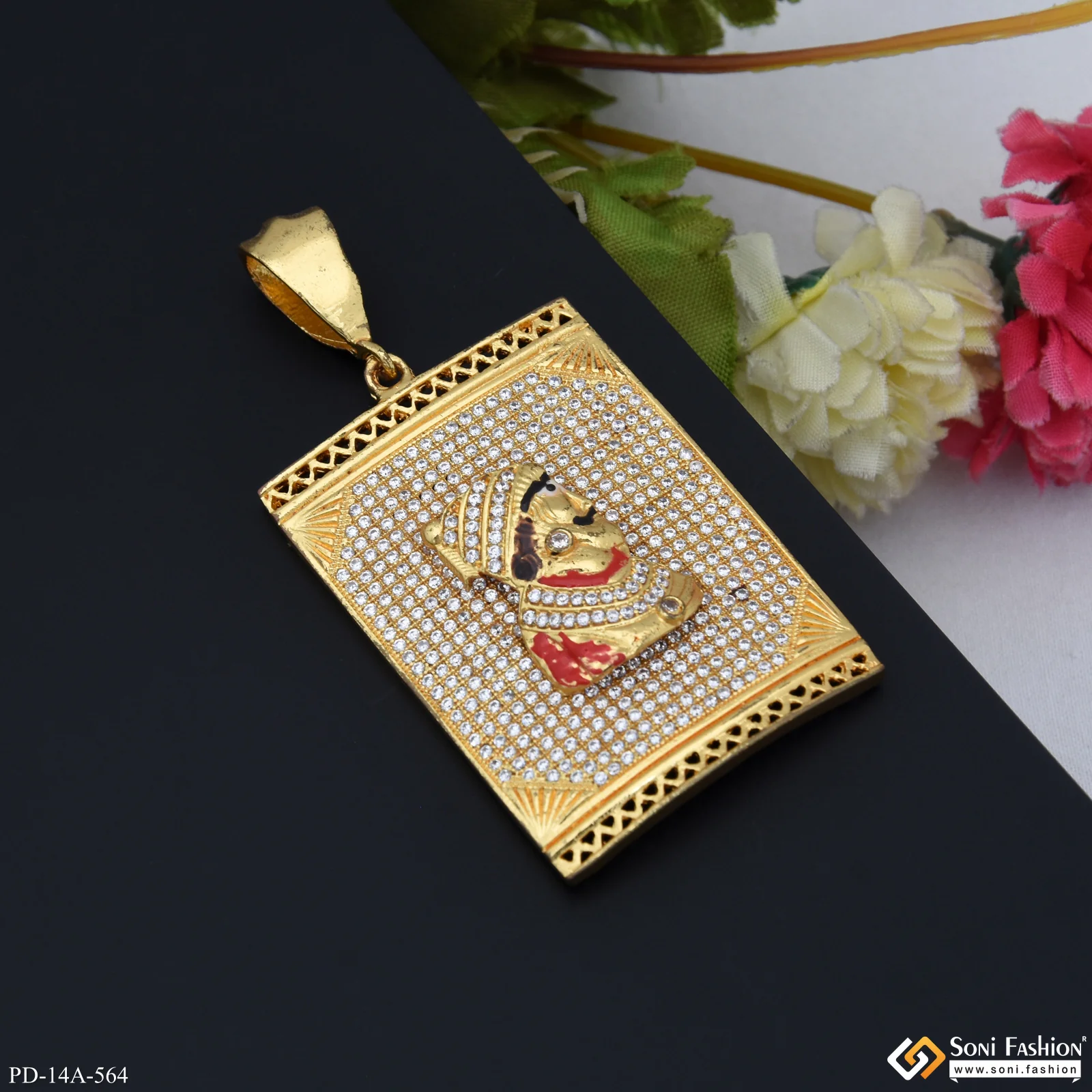 Chatrapati Shivaji Maharaj In Diamond Gold Plated Attractive Pendant - Style A564 - Image 5