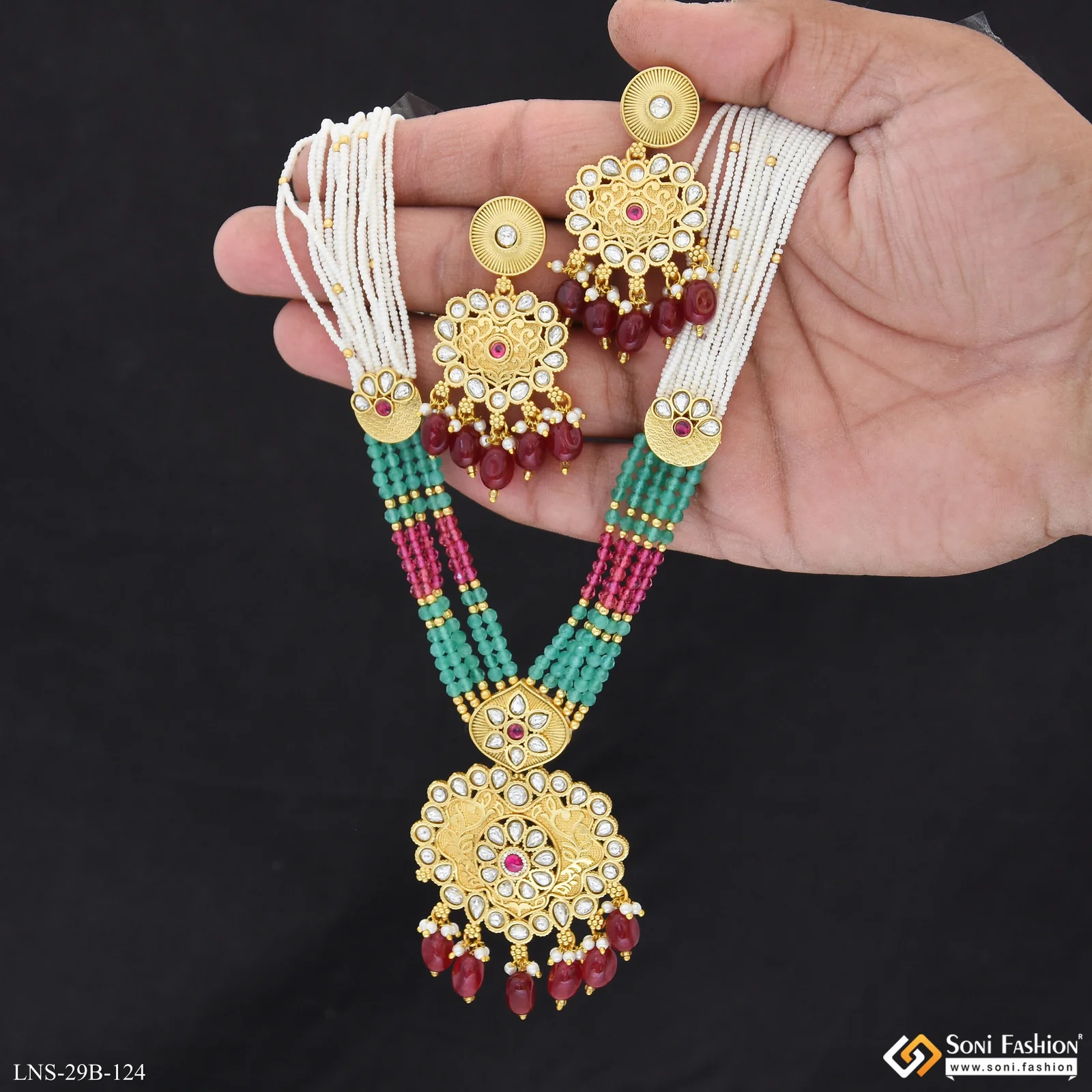 Chic Design Gold Plated Antique Necklace Set for Women - Style B124 - Image 3
