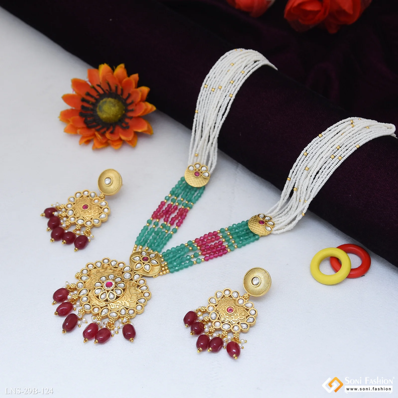 Chic Design Gold Plated Antique Necklace Set for Women - Style B124 - Image 4