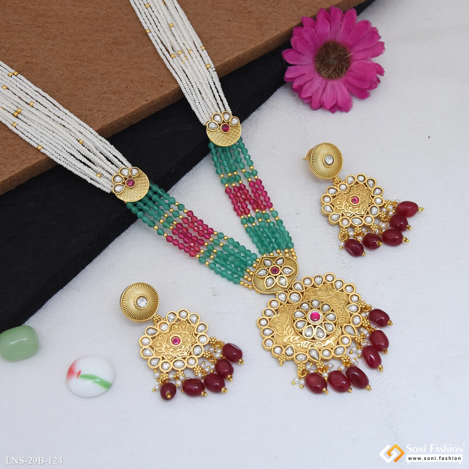 Chic Design Gold Plated Antique Necklace Set for Women - Style B124 - Image 5