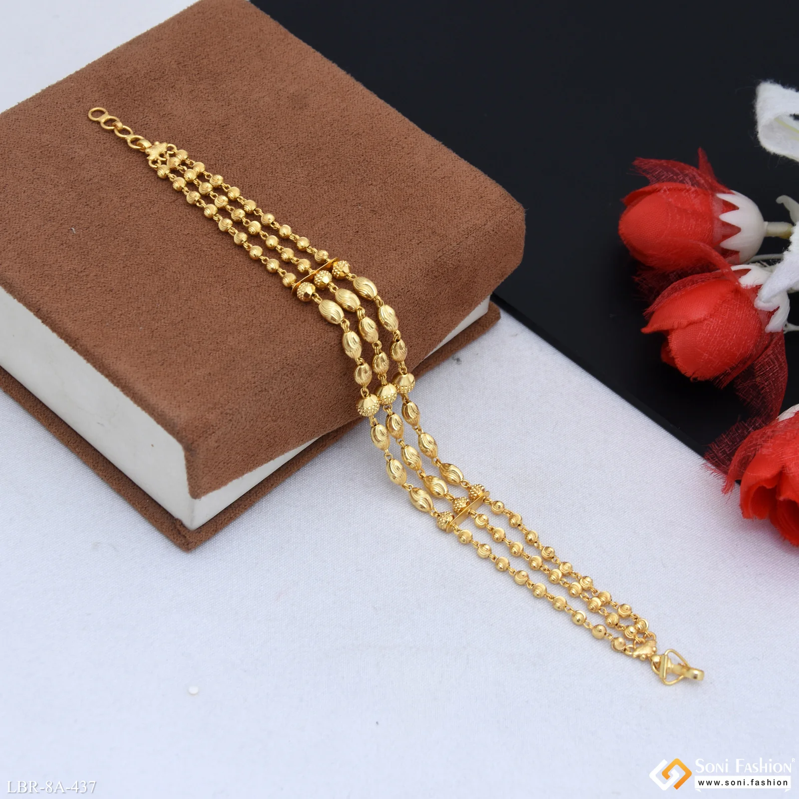 Chic Design Gold Plated Brass Beaded Bracelet for Ladies - Style A437 - Image 4