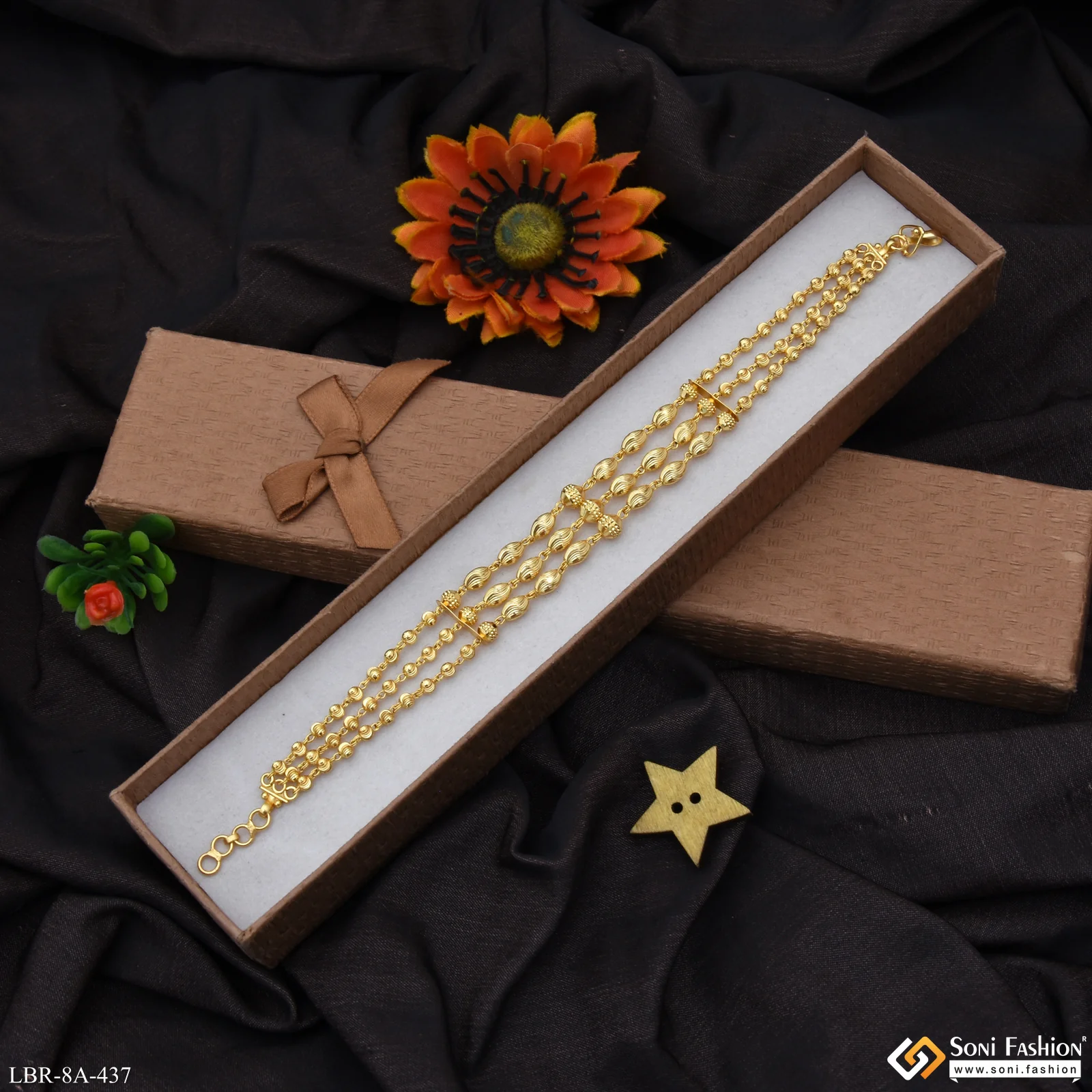 Chic Design Gold Plated Brass Beaded Bracelet for Ladies - Style A437 - Image 5