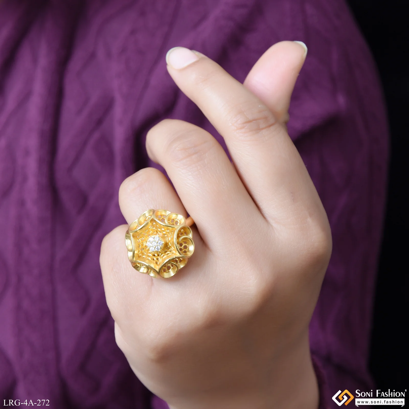 Chic Design Gold Plated Ring for Ladies - Style A272