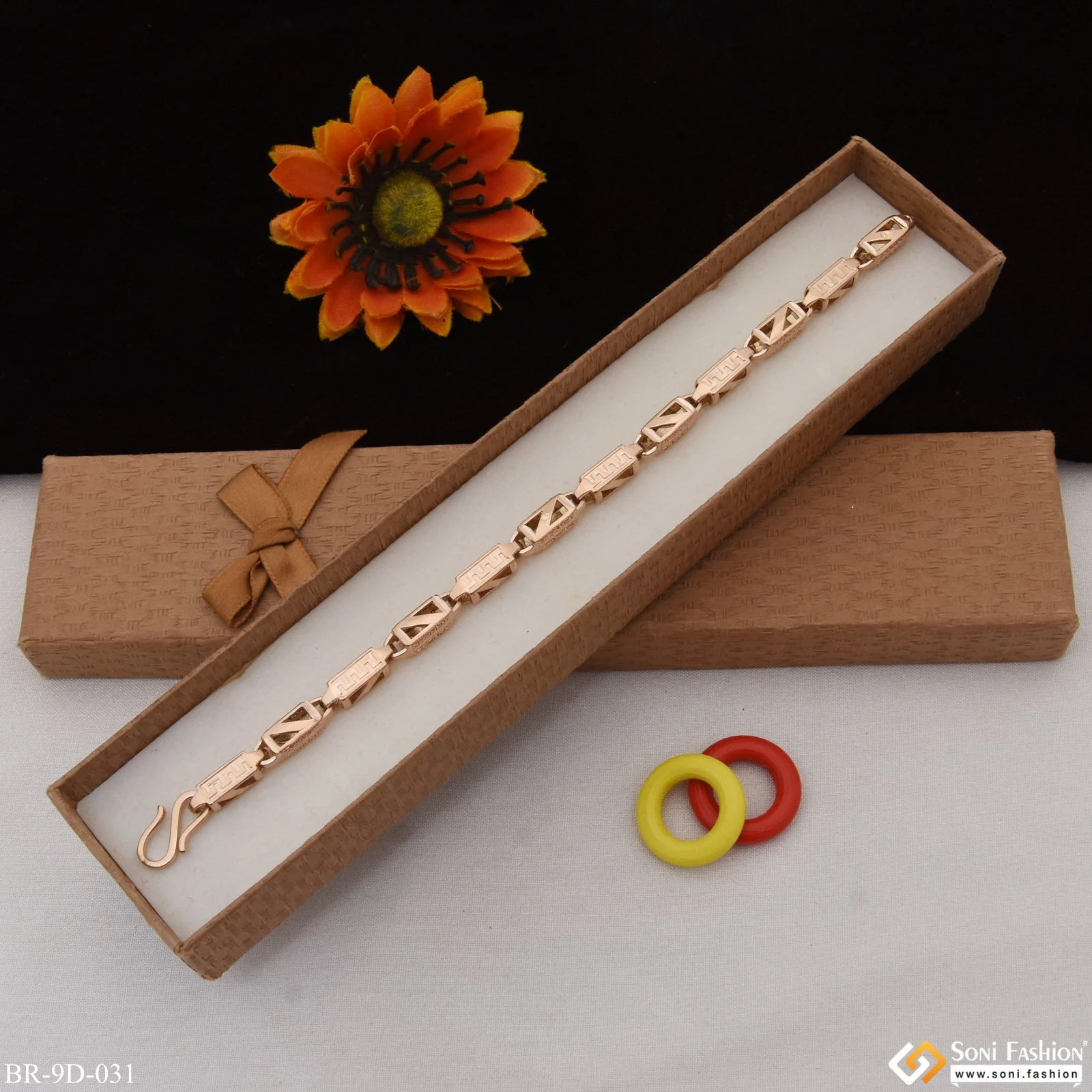 Chic Design Gorgeous Design Rose Gold Color Bracelet for Men - Style D031 - Image 2