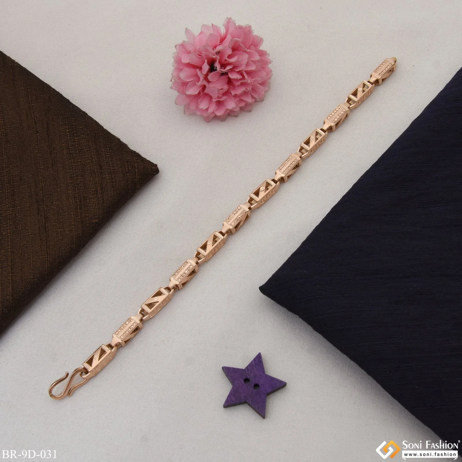 Chic Design Gorgeous Design Rose Gold Color Bracelet for Men - Style D031 - Image 5