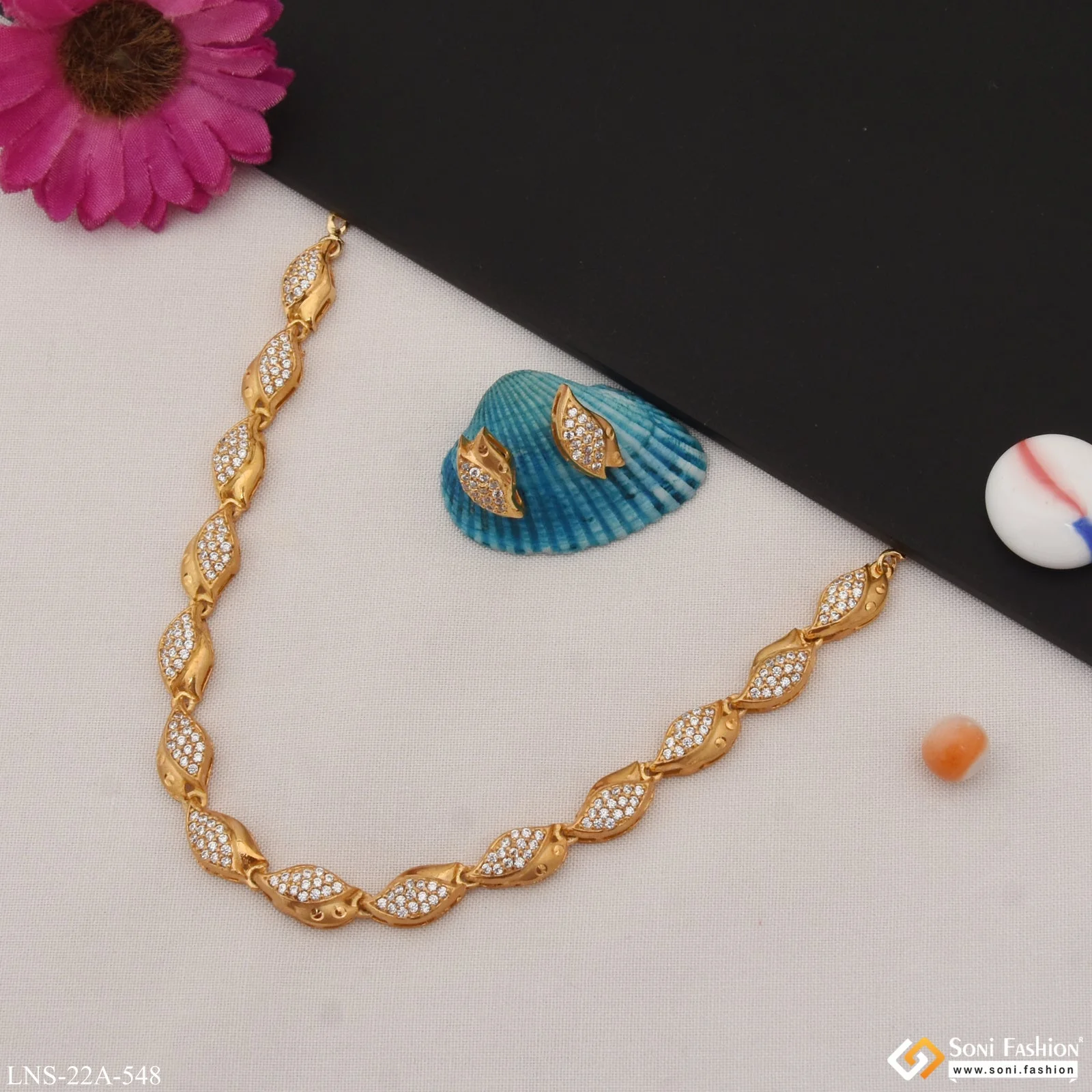 Chic Design High-Class Design Gold Plated Necklace Set for Women - Style A548 - Image 4