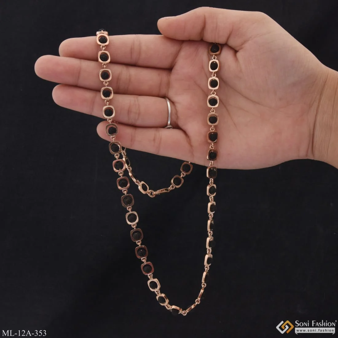 Chic Design Superior Quality Rose Gold Color Rudraksha Mala For Men - Style A353 - Image 3