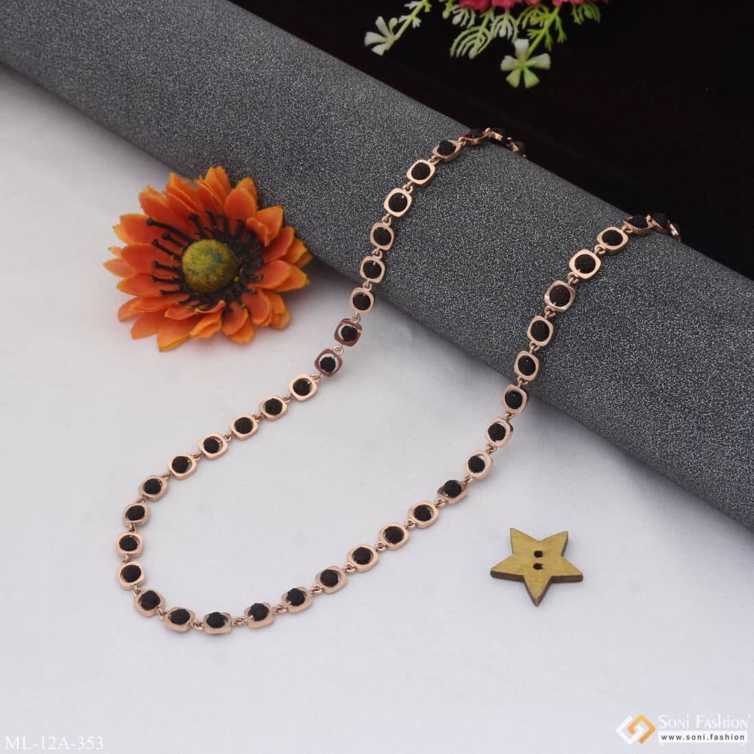 Chic Design Superior Quality Rose Gold Color Rudraksha Mala For Men - Style A353 - Image 4