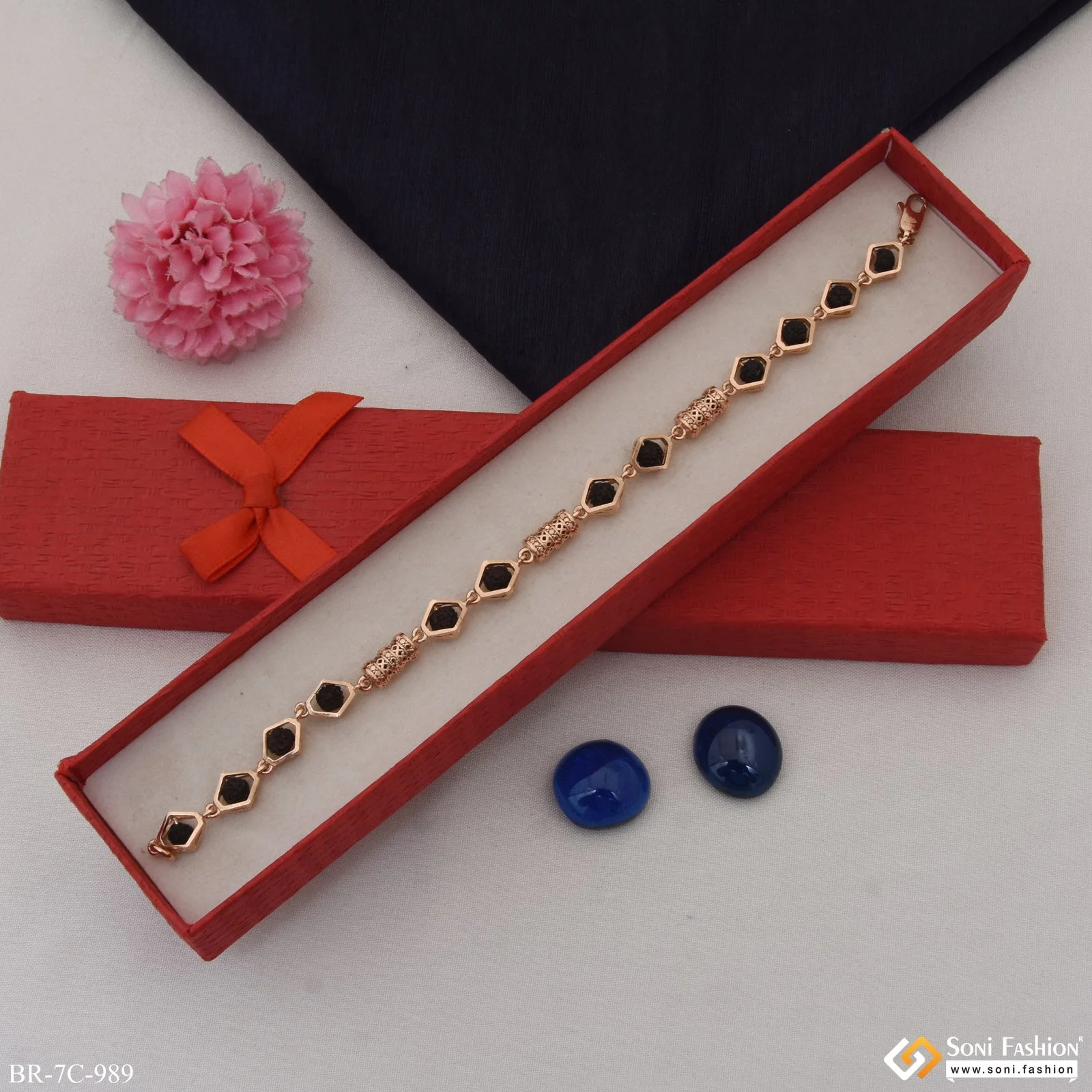 Chic Design Superior Quality Rose Gold Rudraksha Bracelet for Men - Style C989 - Image 4