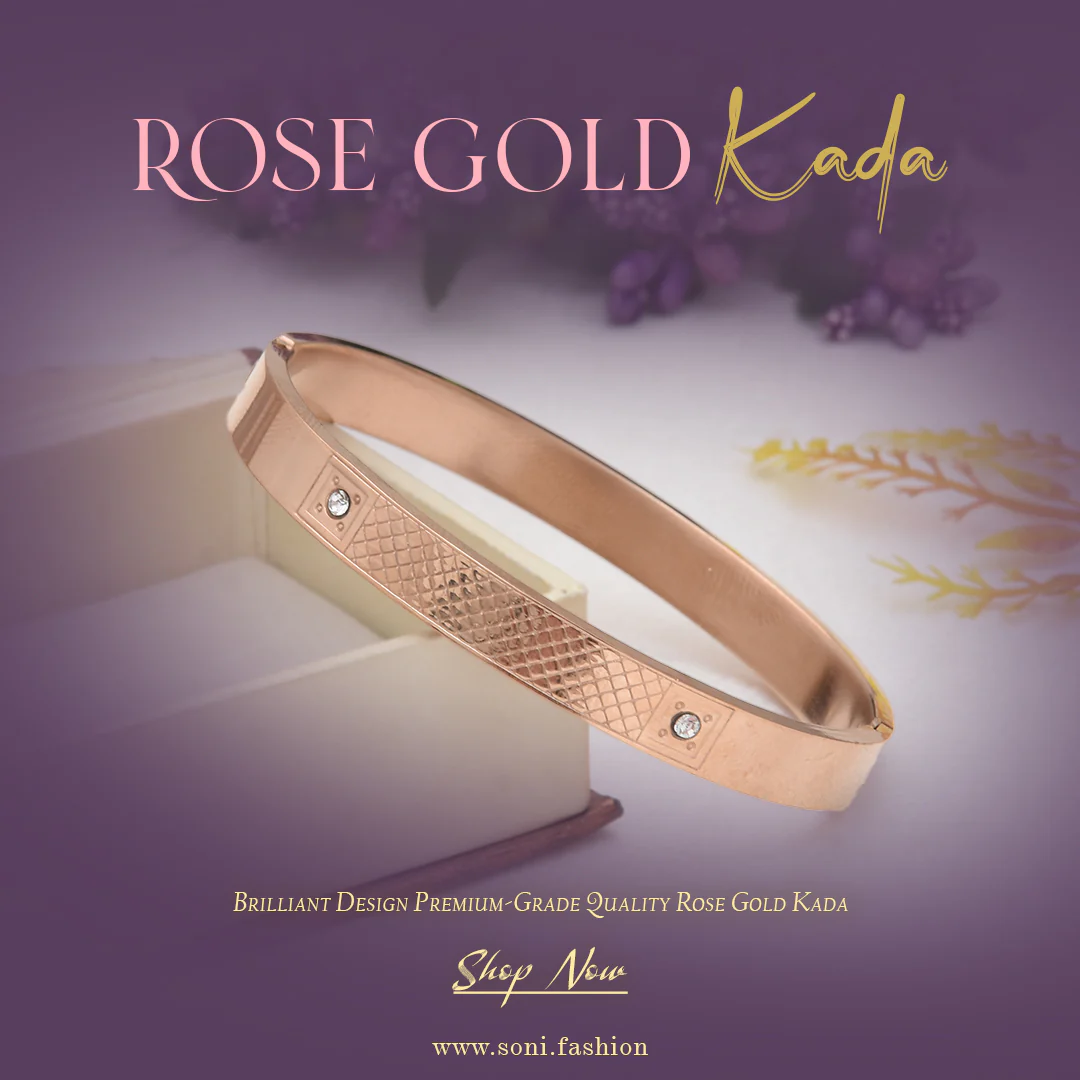 Chokdi Brilliant Design Premium-grade Quality Rose Gold Kada For Men - Style A840