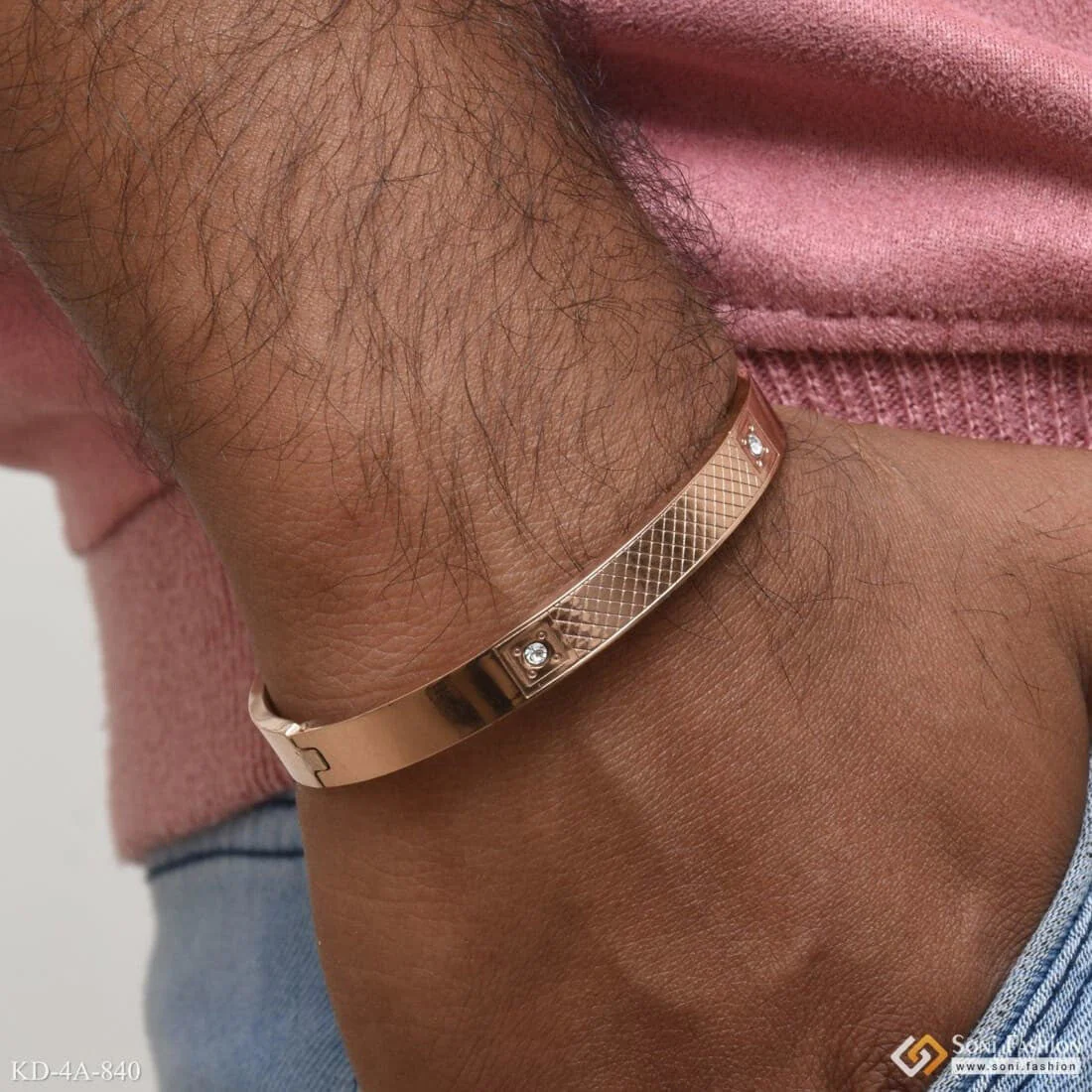 Chokdi Brilliant Design Premium-grade Quality Rose Gold Kada For Men - Style A840 - Image 2