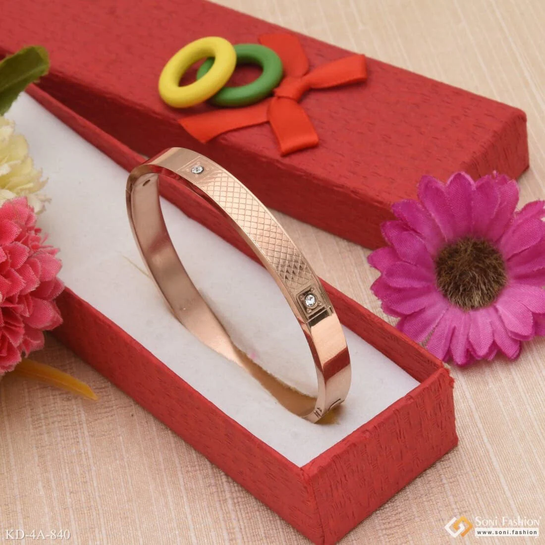 Chokdi Brilliant Design Premium-grade Quality Rose Gold Kada For Men - Style A840 - Image 3
