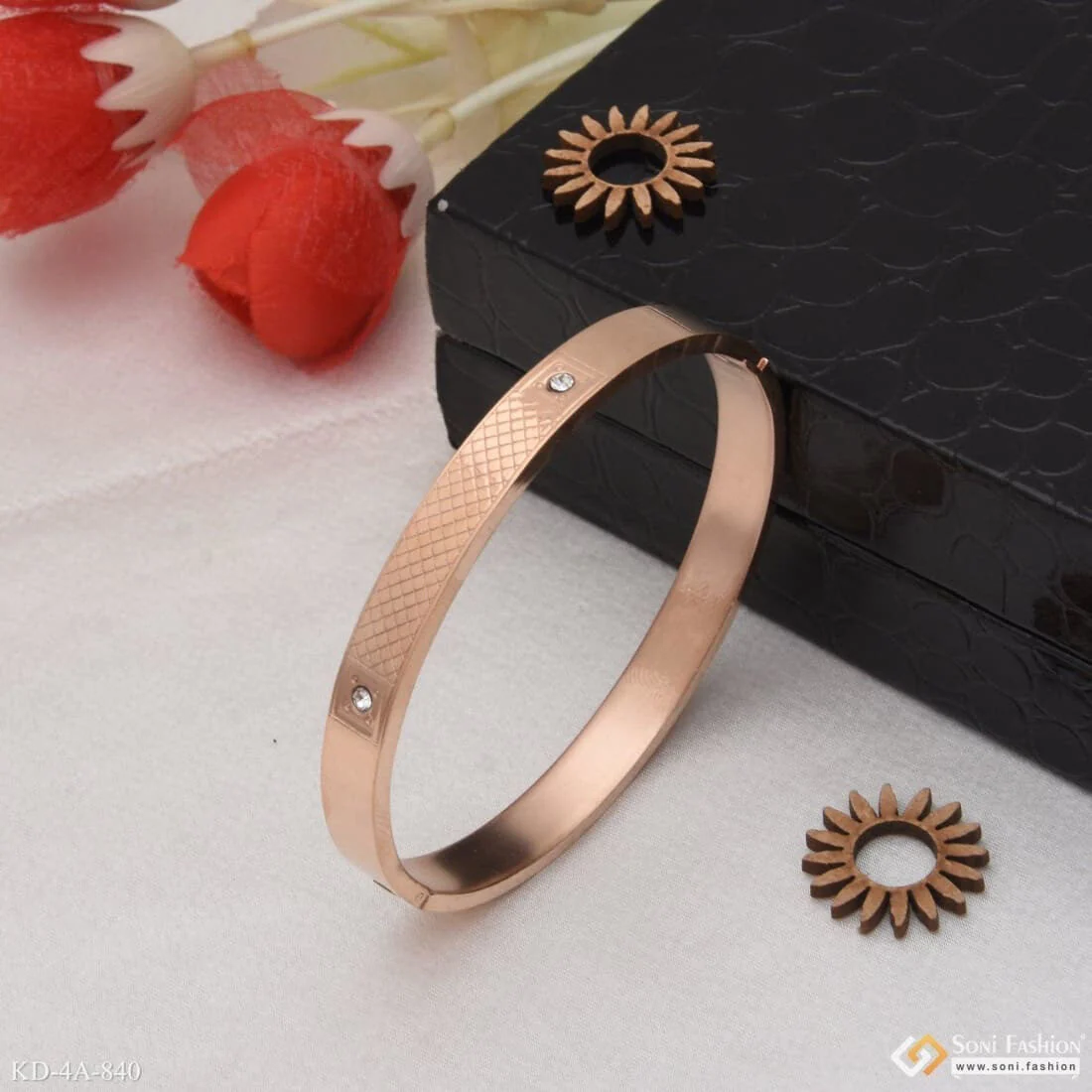 Chokdi Brilliant Design Premium-grade Quality Rose Gold Kada For Men - Style A840 - Image 4