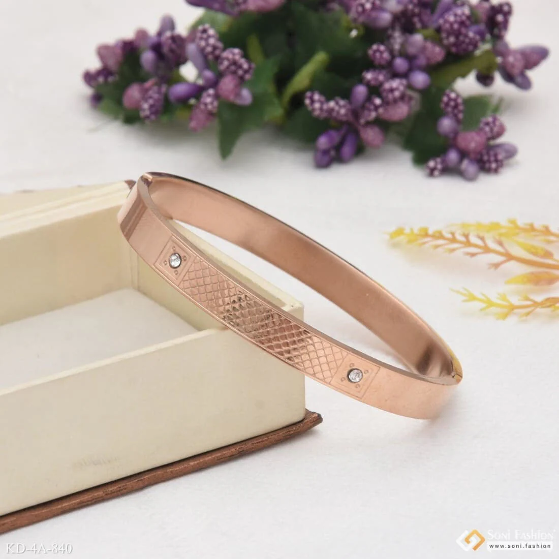 Chokdi Brilliant Design Premium-grade Quality Rose Gold Kada For Men - Style A840 - Image 5