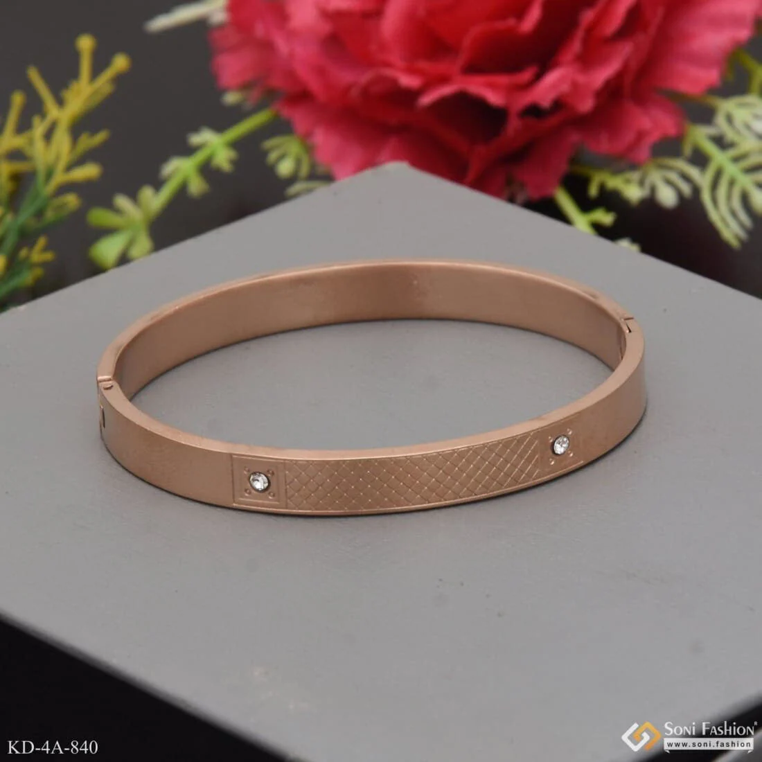 Chokdi Brilliant Design Premium-grade Quality Rose Gold Kada For Men - Style A840 - Image 6