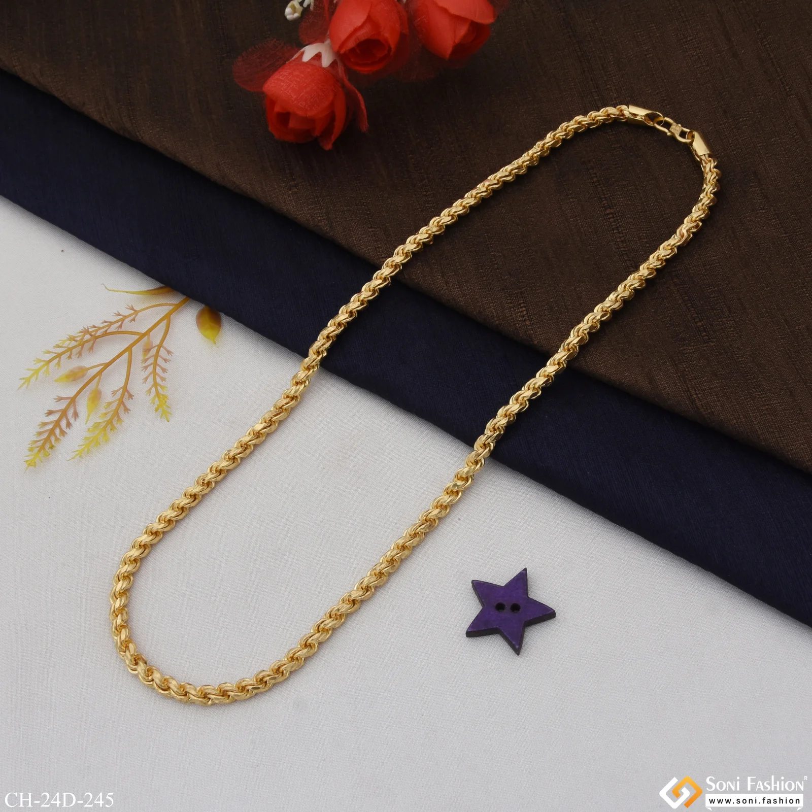 Classic Design 18k Gold Plated Chain for Men - Style D245 - Image 6