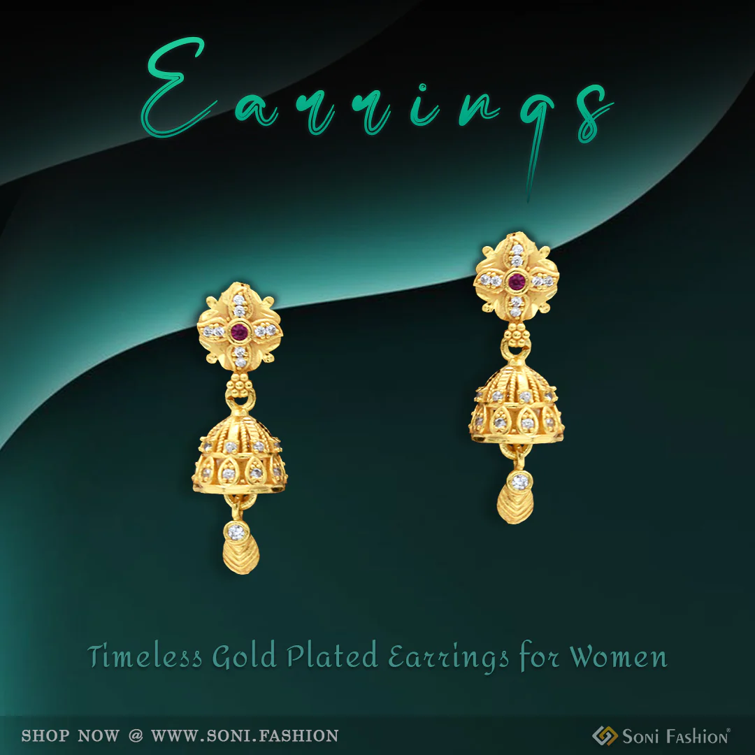 Classic Design Gold Plated Earrings for Ladies - Style A258
