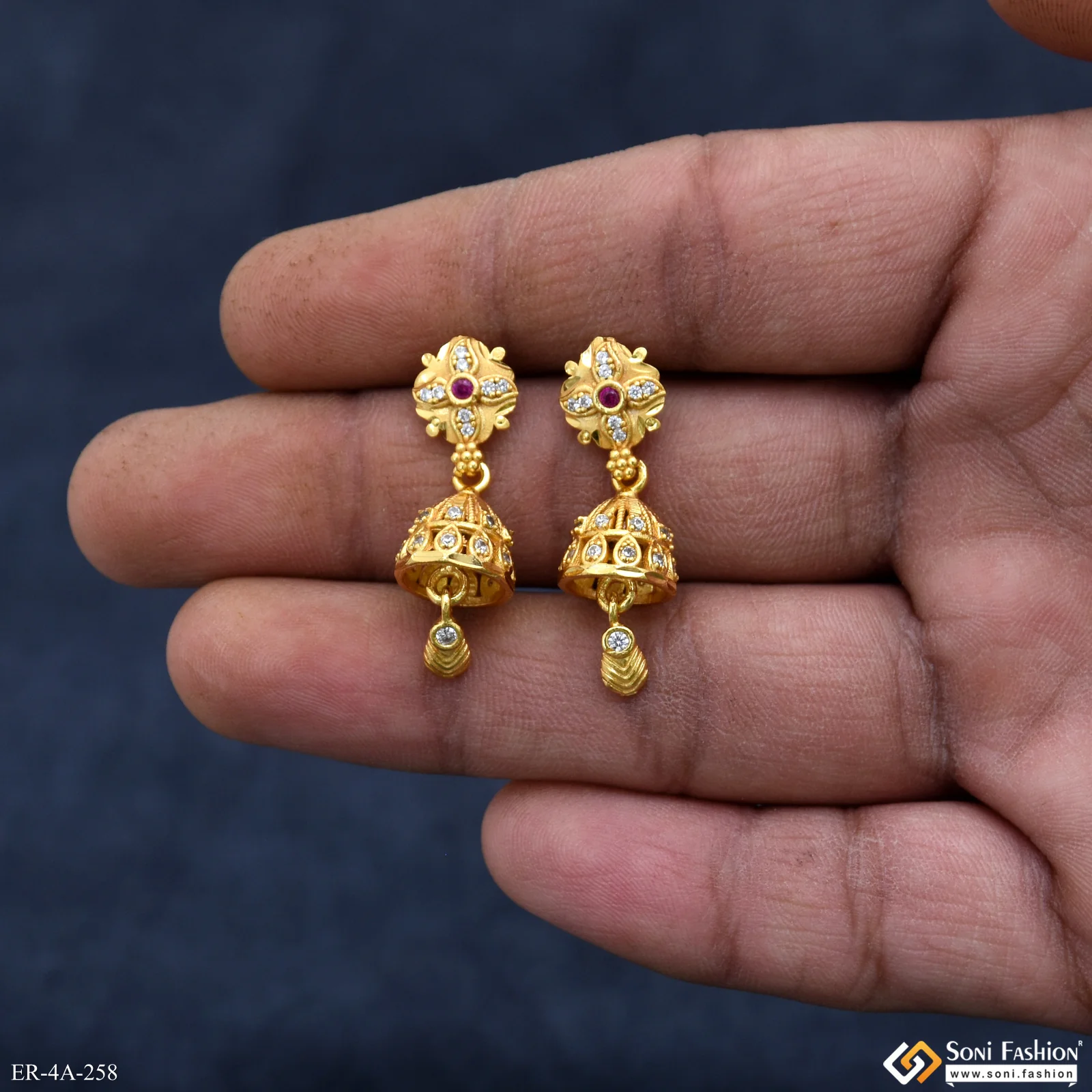 Classic Design Gold Plated Earrings for Ladies - Style A258 - Image 2