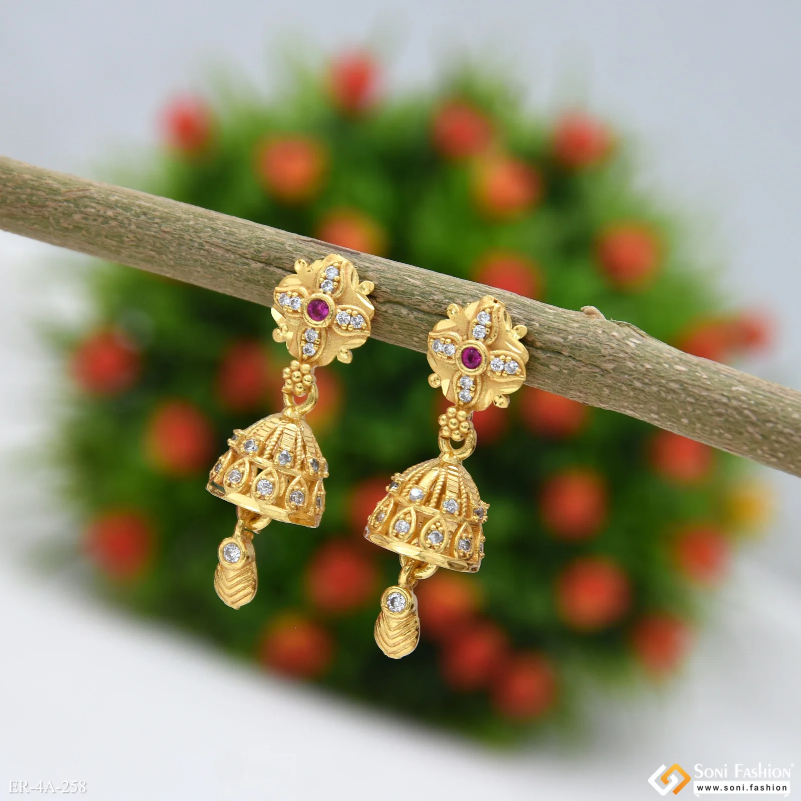 Classic Design Gold Plated Earrings for Ladies - Style A258 - Image 3