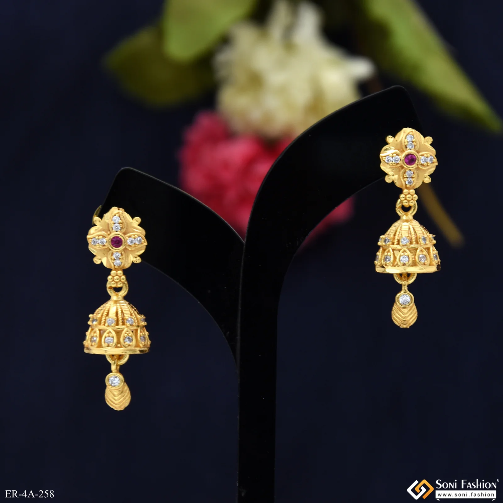 Classic Design Gold Plated Earrings for Ladies - Style A258 - Image 4